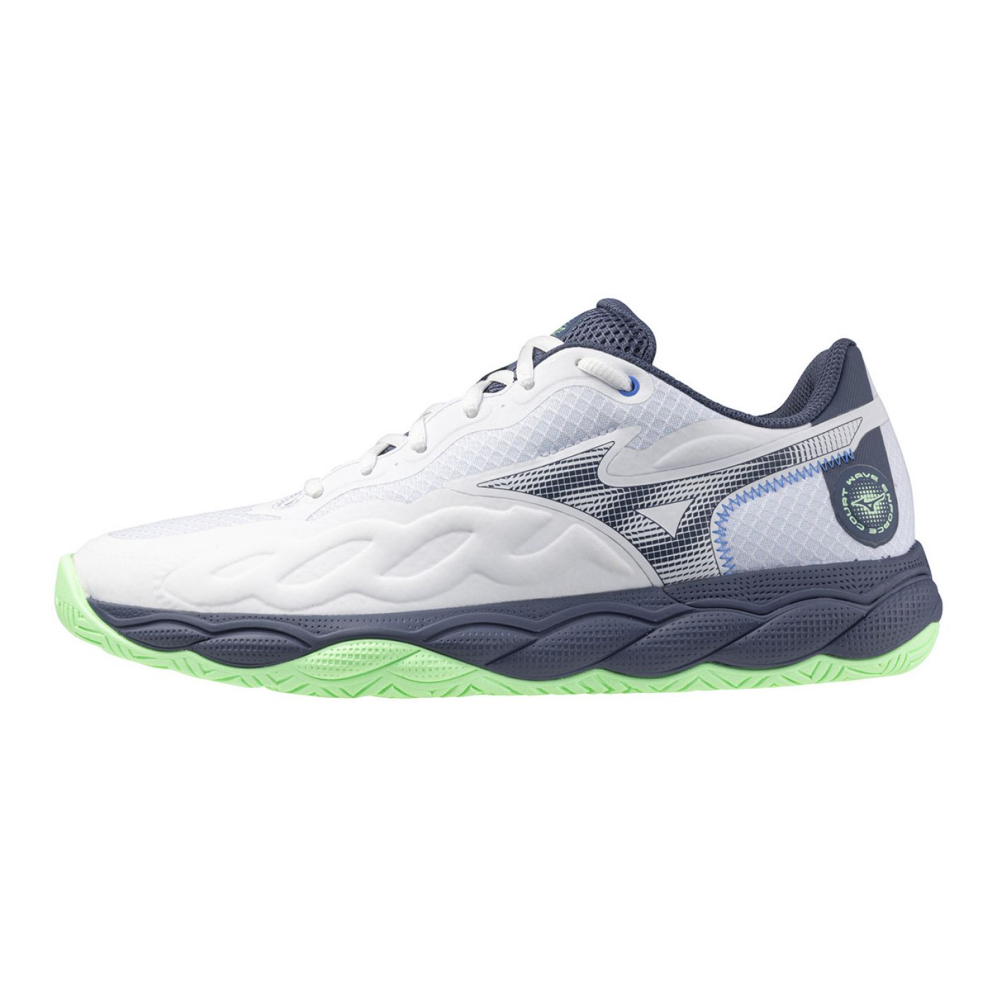 Mizuno Wave Enforce Court Ac White/Vintage Indigo/Neo Mint da Uomo