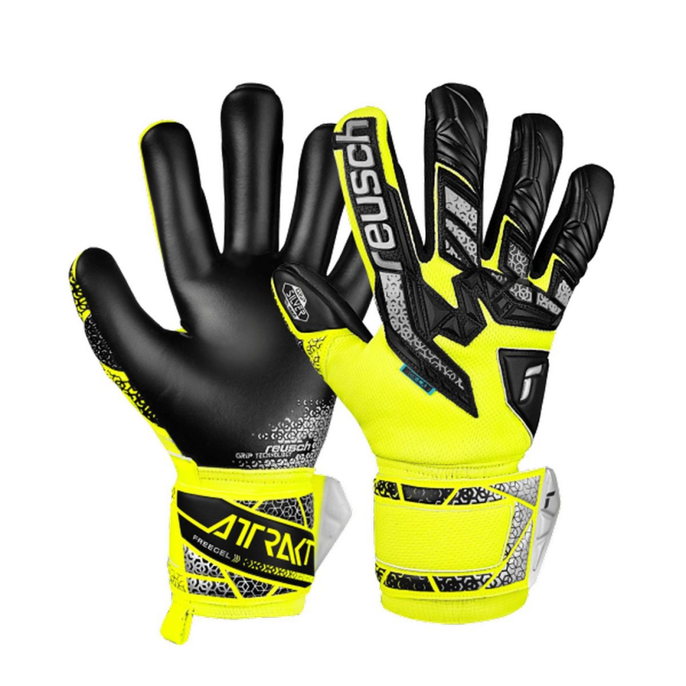 Reusch Guanti Attrakt Freegel Silver Safe Yellow/Silver/Black