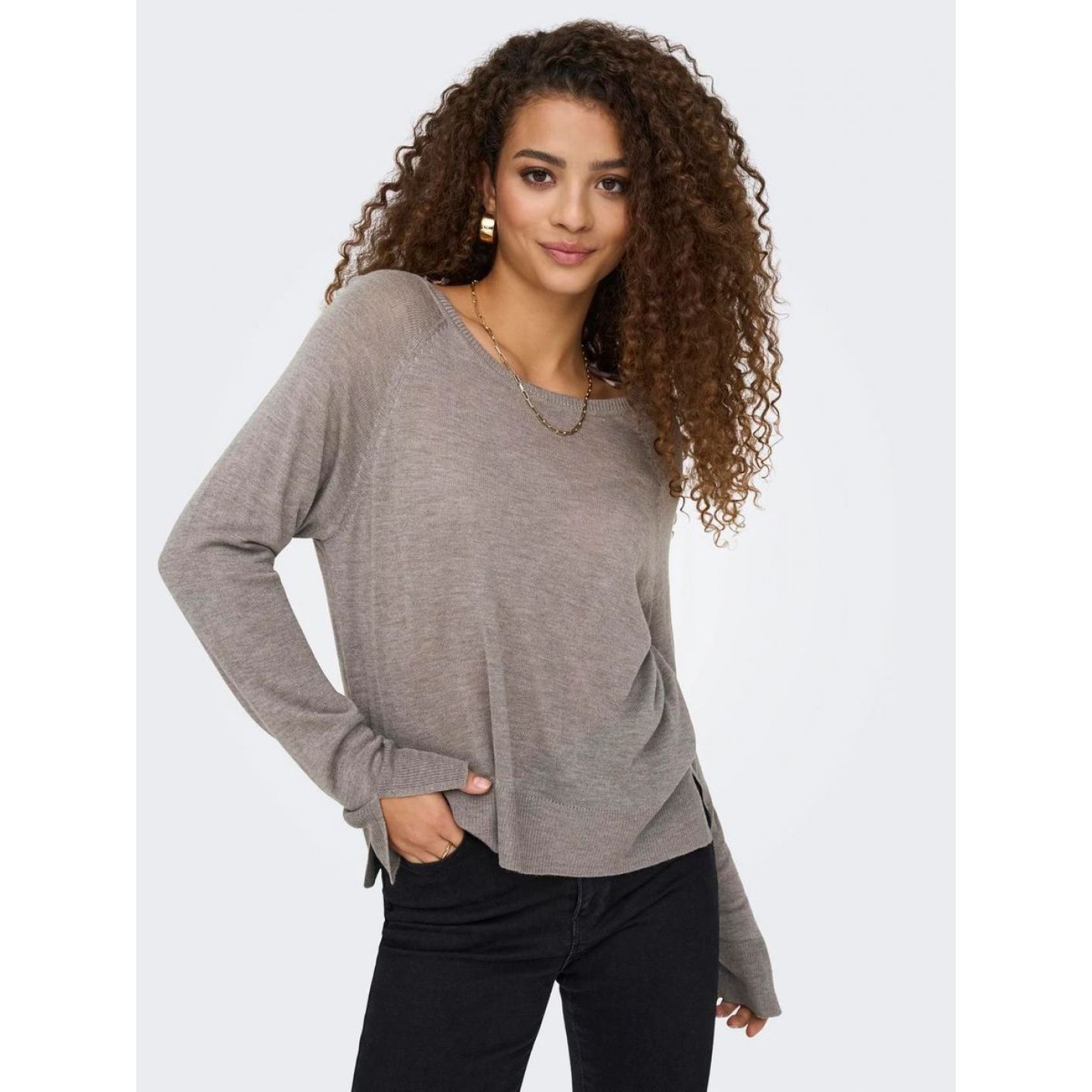 Only Pullover Onlvienna ls neck Grey/Satellite da Donna