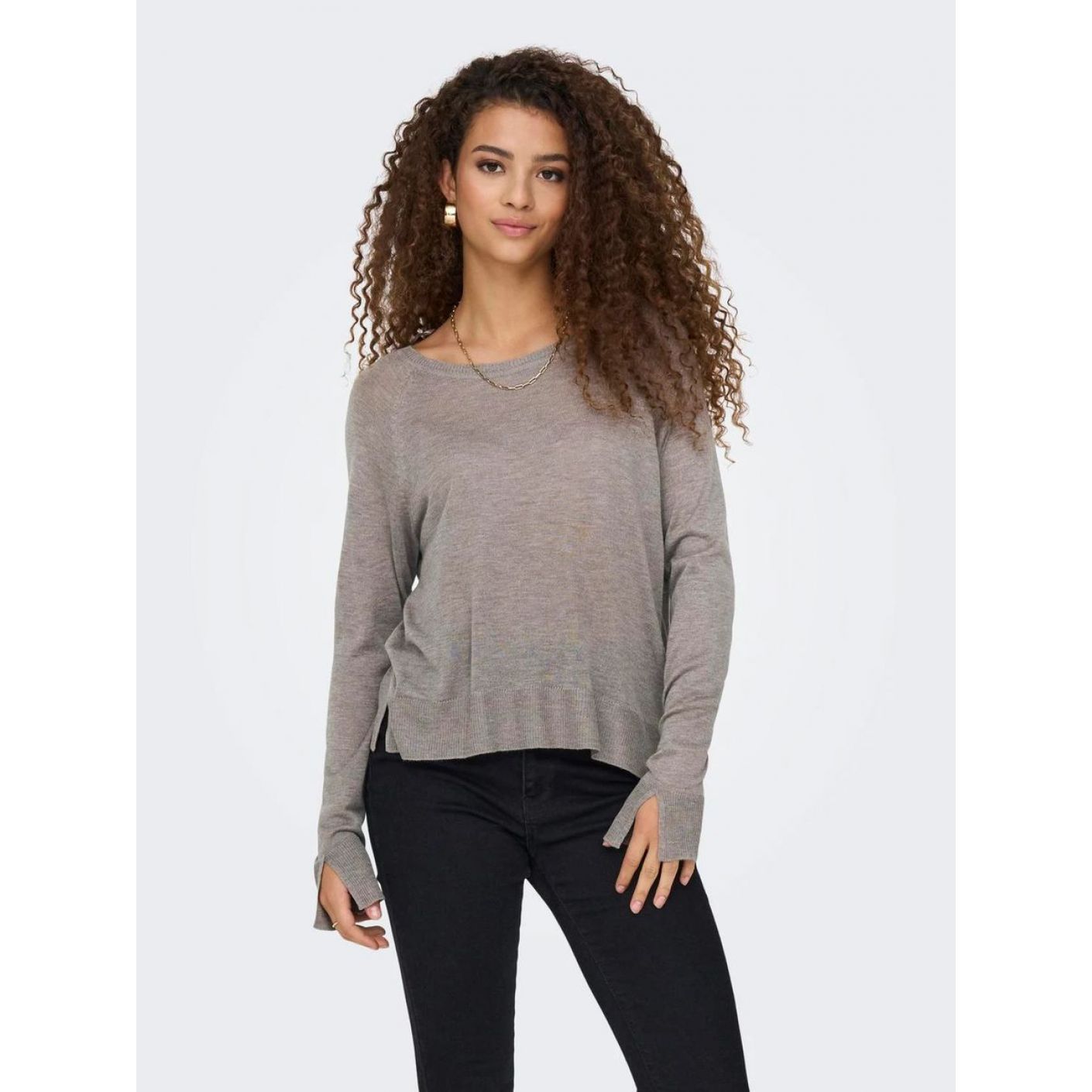 Only Pullover Onlvienna ls neck Grey/Satellite da Donna