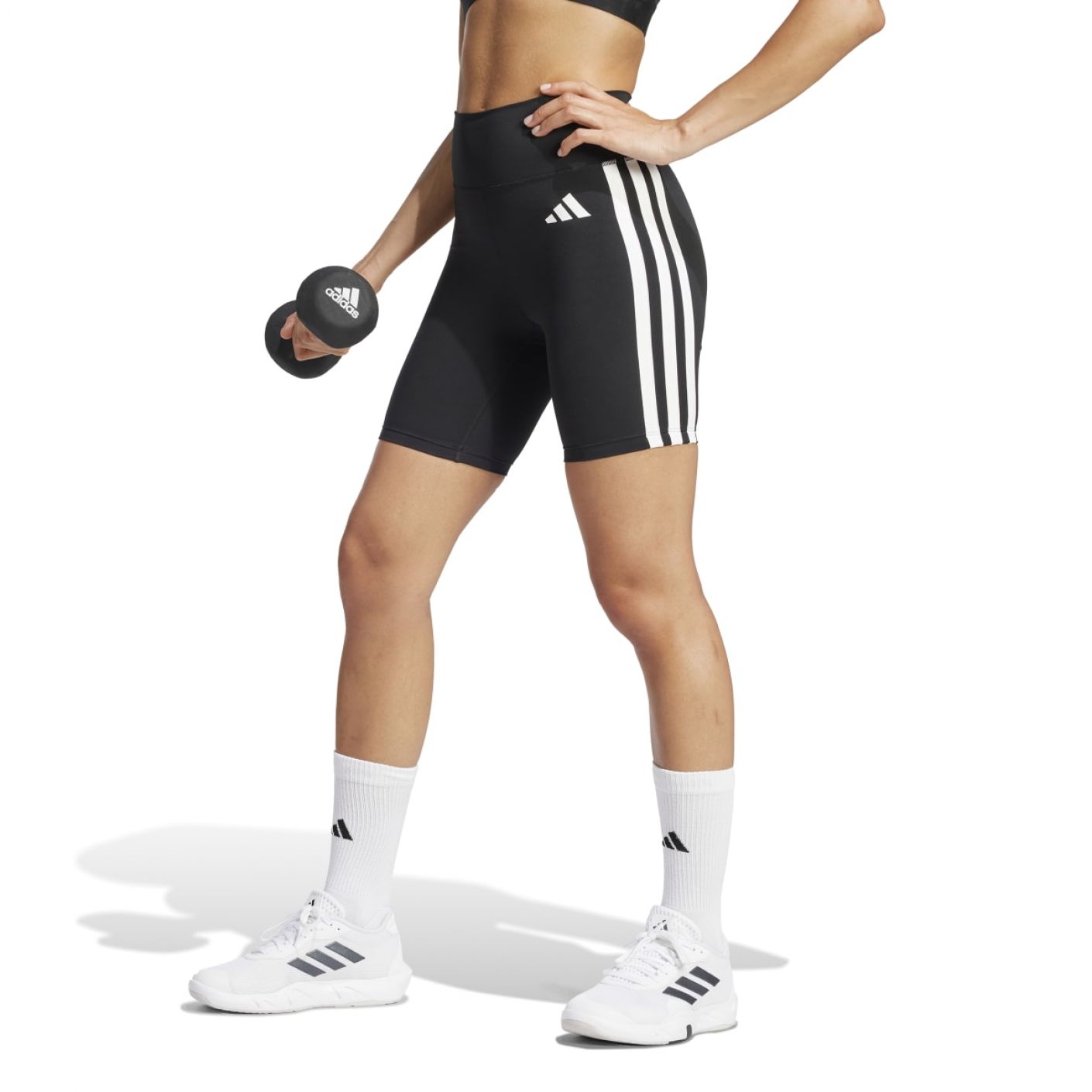 Adidas Optime Essentials 3-Streifen Schwarze kurze Leggings für Damen