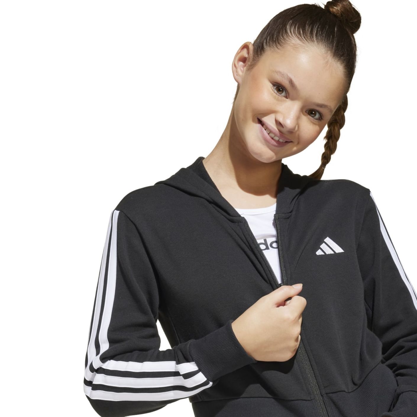 Adidas Essentials Full-Zip Junior Hoodie in Schwarz für Mädchen