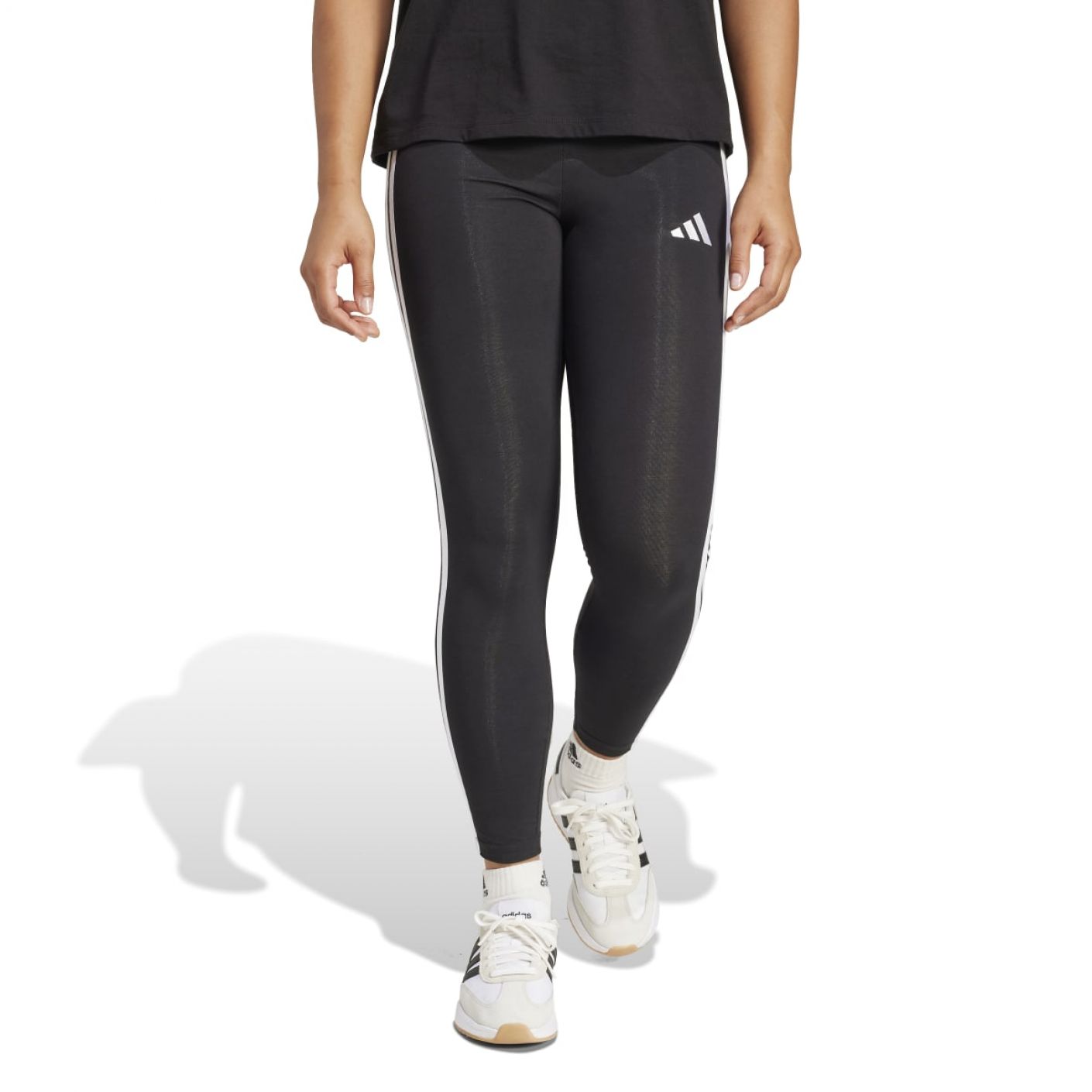 Adidas Essentials 3-Streifen-Baumwoll-Leggings in Schwarz für Damen