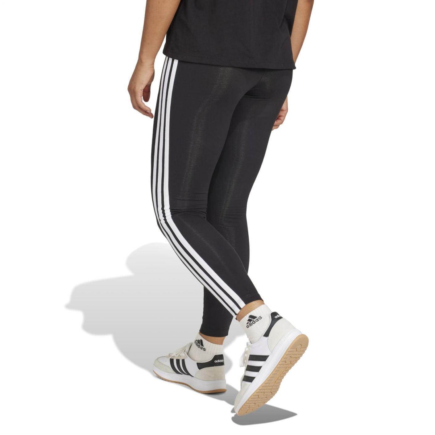 Adidas Essentials 3-Streifen-Baumwoll-Leggings in Schwarz für Damen