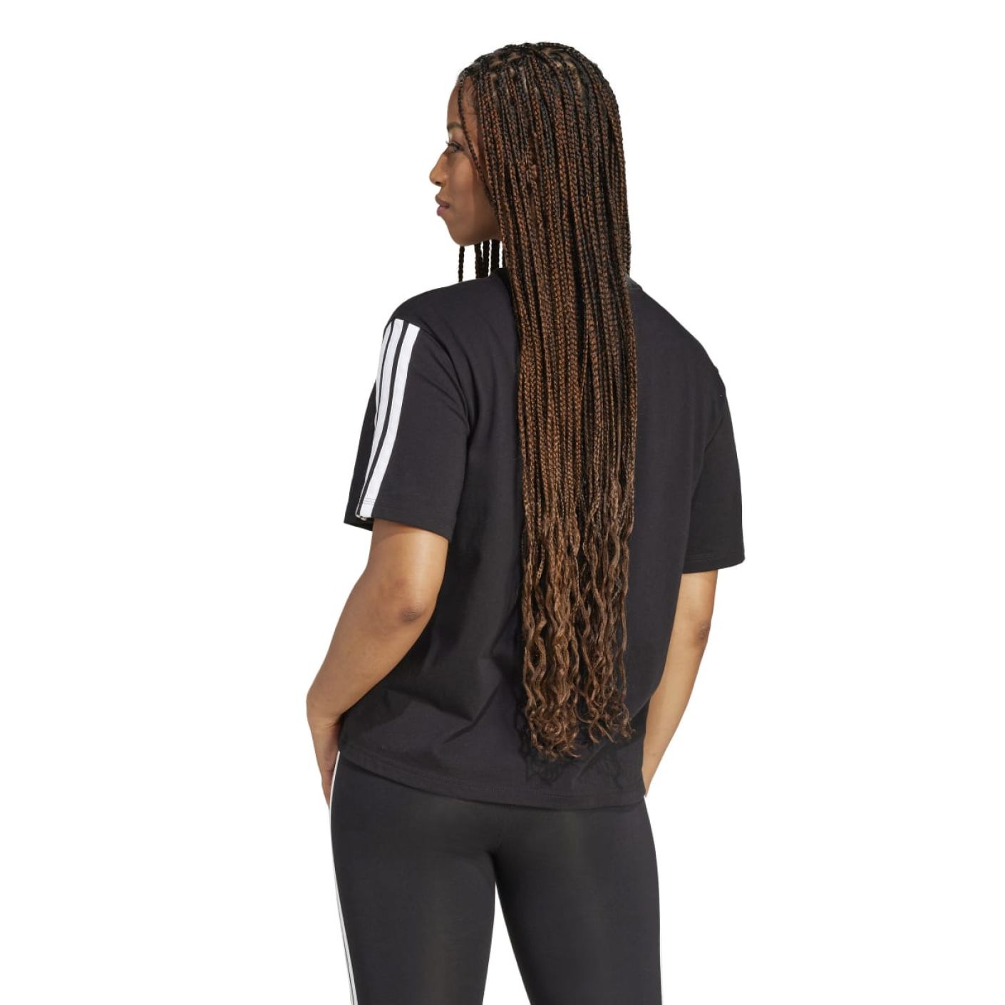 Adidas Essentials 3-Streifen Boyfriend-T-Shirt in Schwarz für Damen
