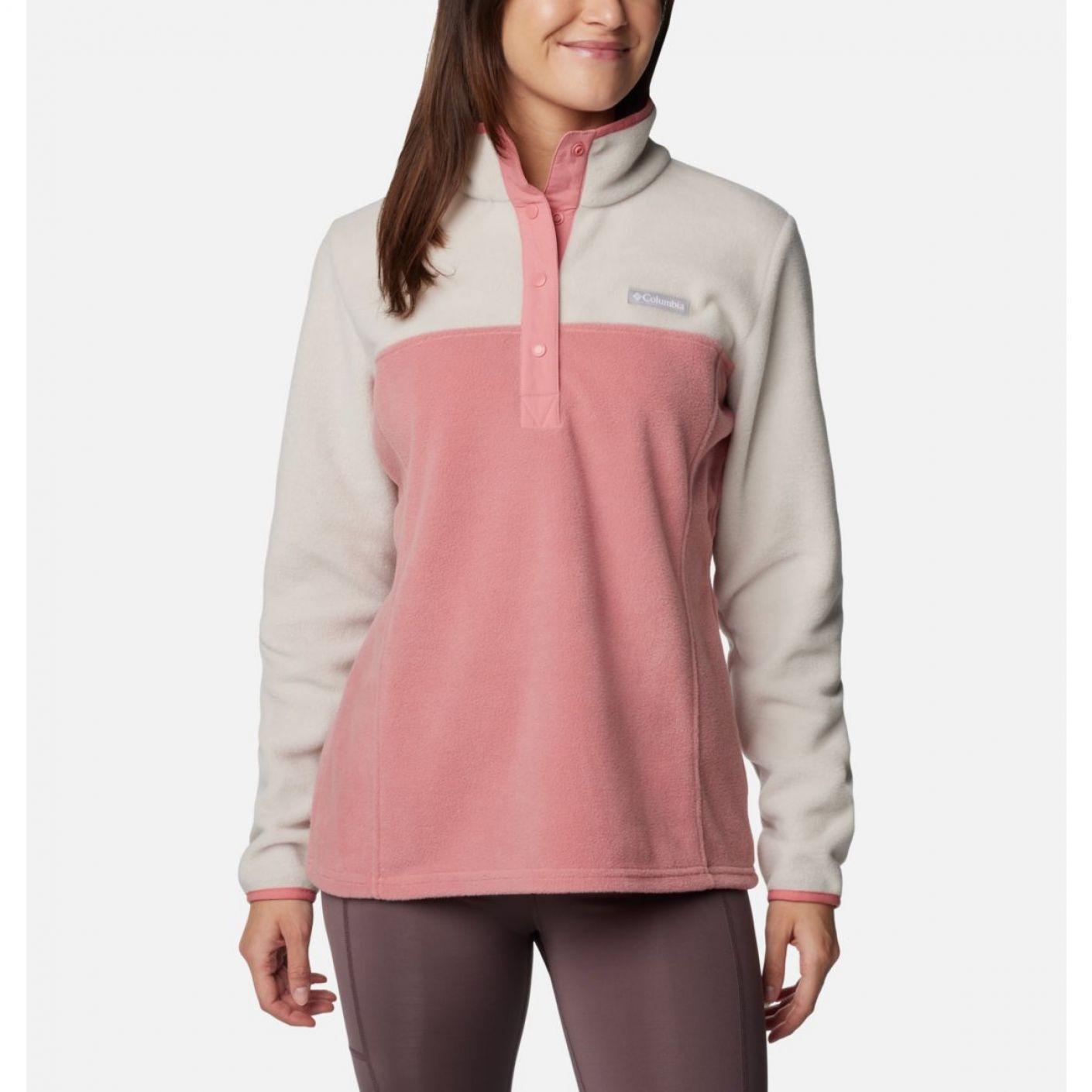 Columbia Pullover in pile Benton Springs Dark Stone/Pink Agave da Donna