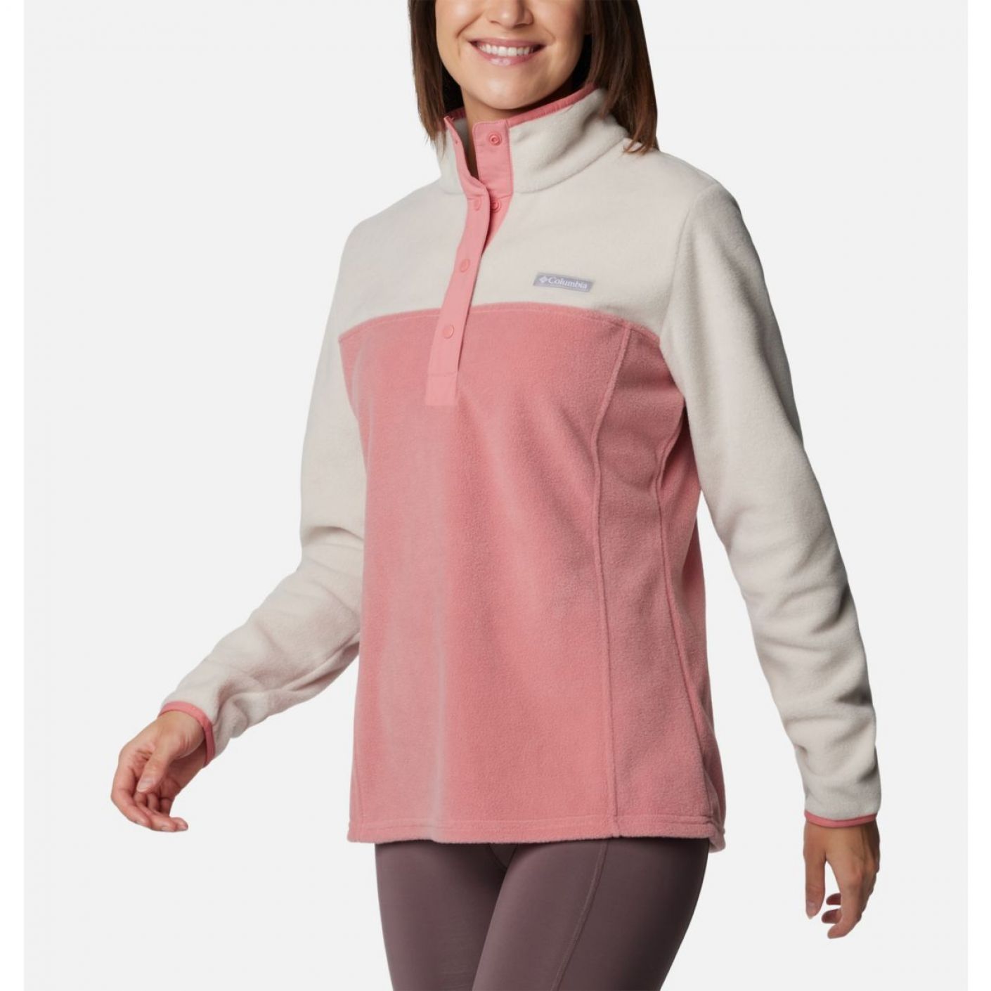 Columbia Pullover in pile Benton Springs Dark Stone/Pink Agave da Donna