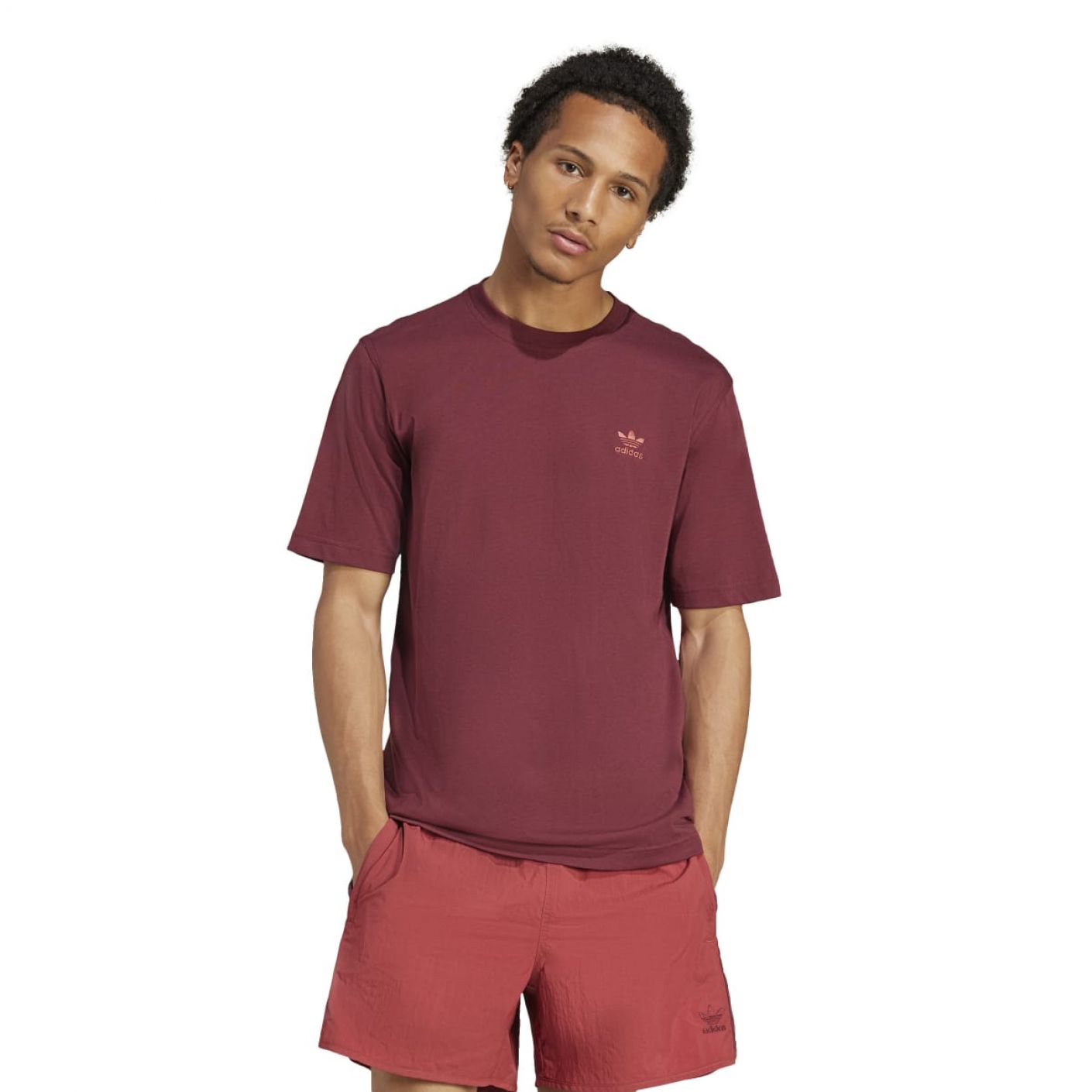 Adidas T-Shirts Trefoil Essentials Bordeaux da Uomo