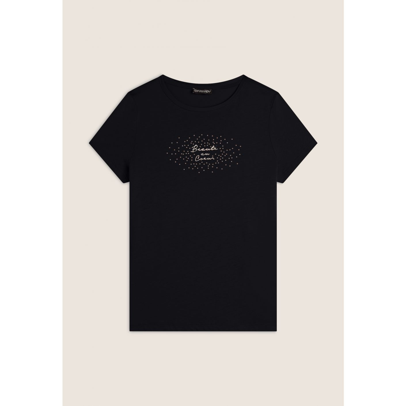 Freddy T-Shirt regular con grafica oro Nera da Donna