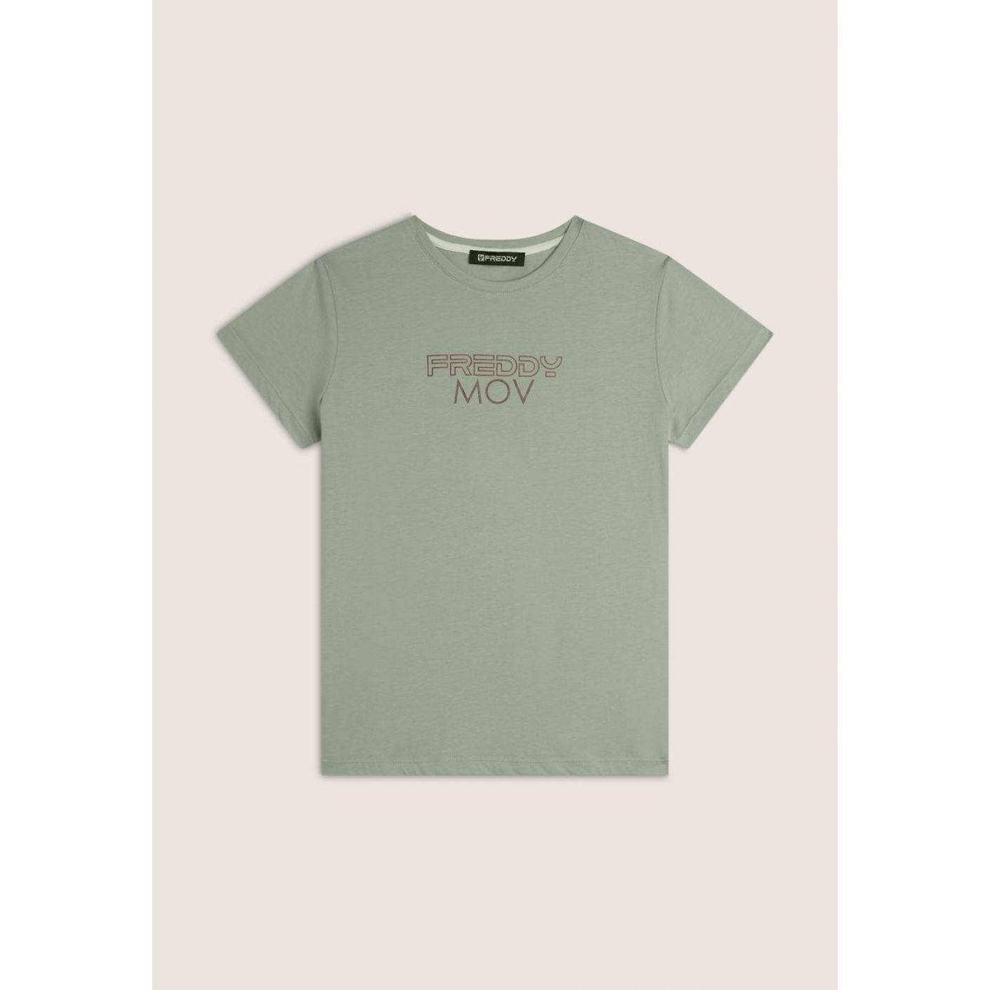 Freddy T-Shirt regular con stampa metallizzata Sage da Donna