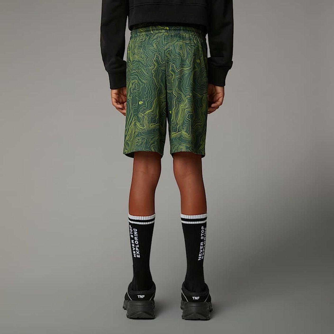 The North Face Never Stop Duck Green/Mouse Print Shorts für Kinder