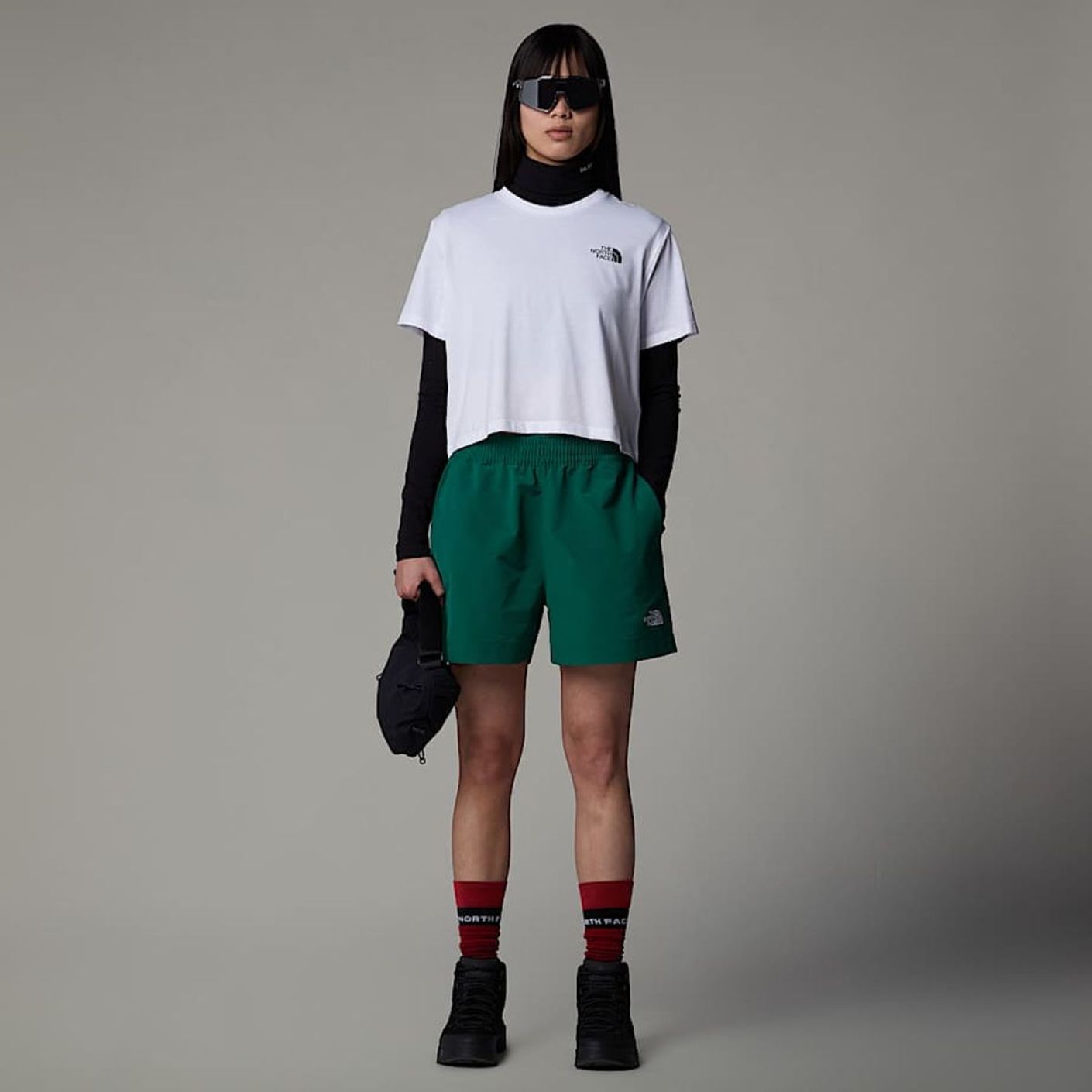 The North Face T-Shirt Simple Dome Cropped Slim Schwarz für Frauen