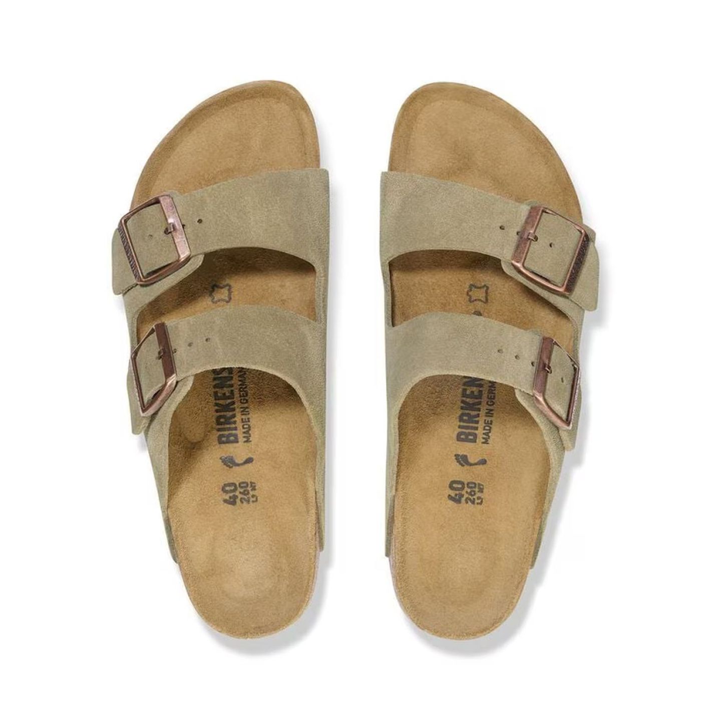 Birkenstock Arizona in taupefarbenem Wildleder