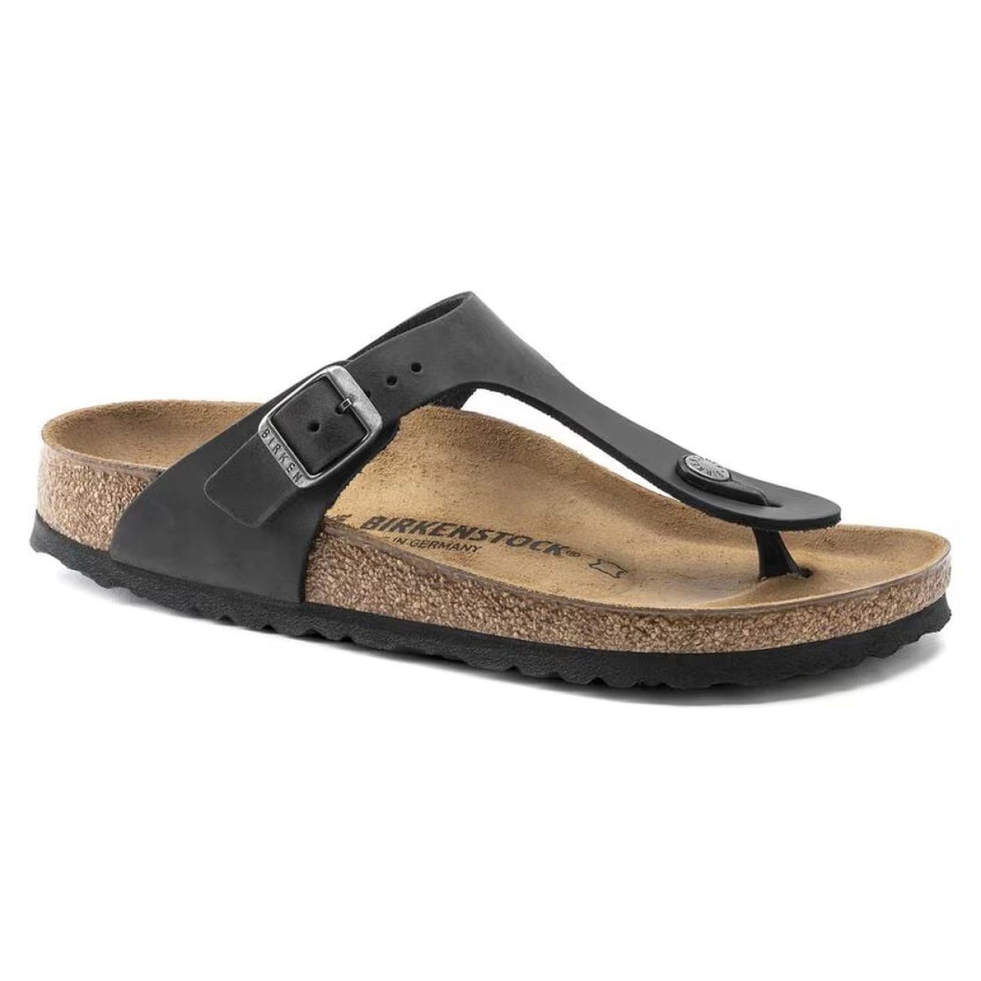 Birkenstock Gizeh aus schwarzem geöltem Leder