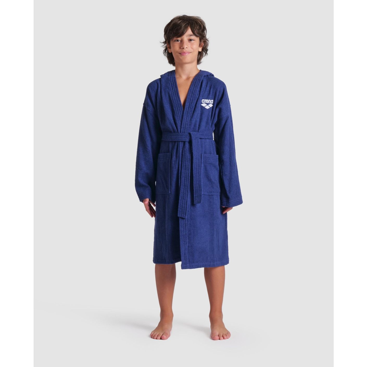 Arena Unisex Zeppelin Junior Bademantel aus Baumwolle in Hellblau/Weiß 