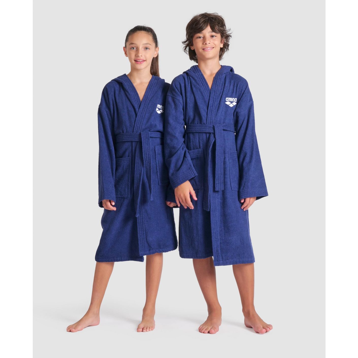 Arena Unisex Zeppelin Junior Bademantel aus Baumwolle in Hellblau/Weiß 