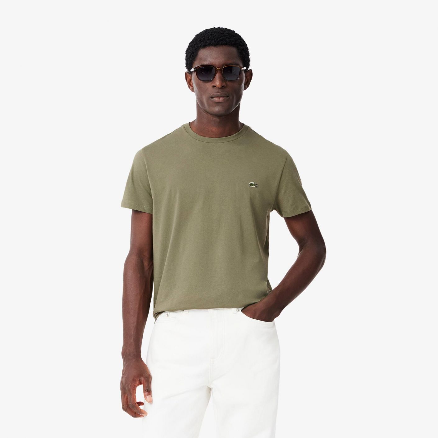 Lacoste Herren-T-Shirt aus Pima-Baumwolle mit Rundhalsausschnitt in Grün