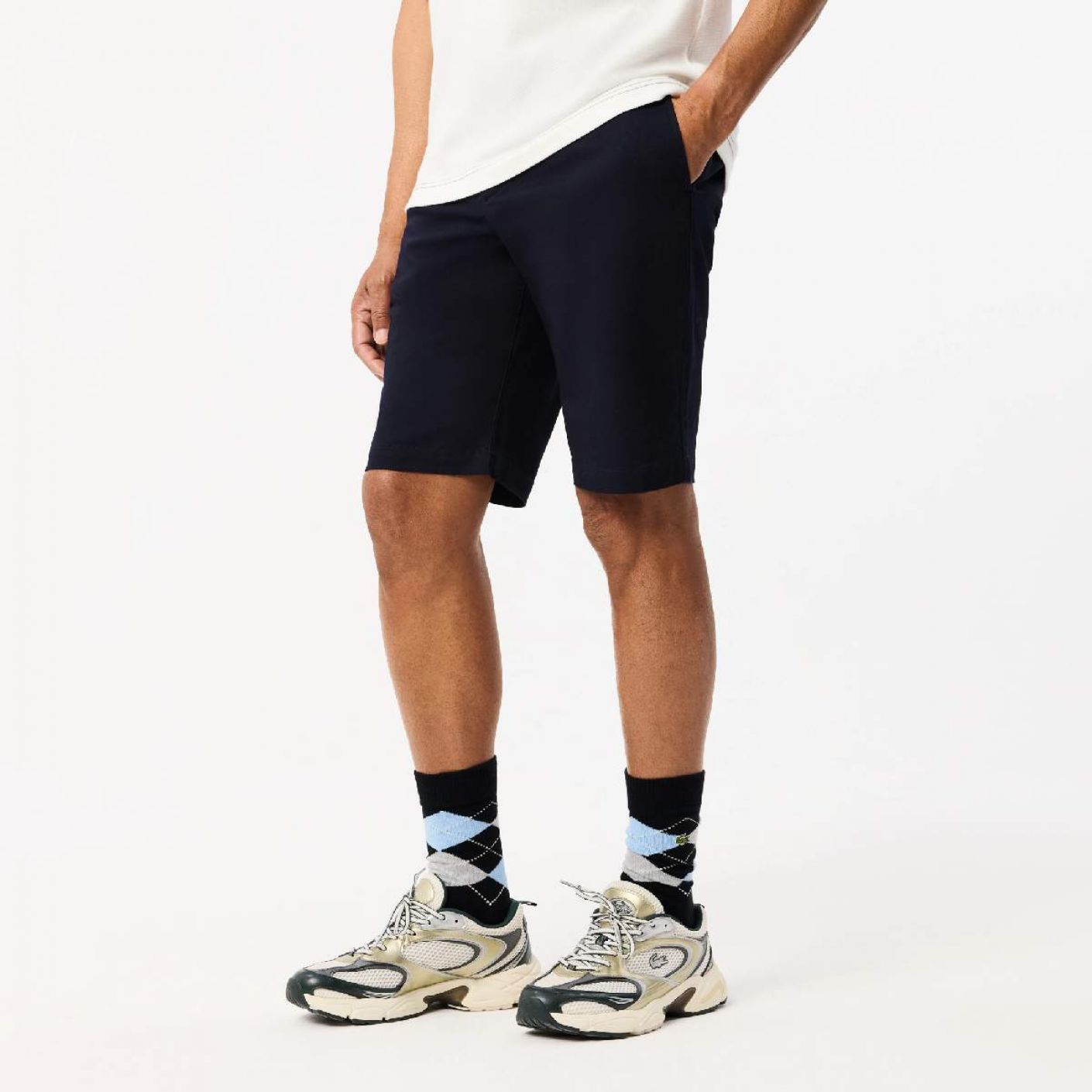 Lacoste Bermuda Chino Slim Fit Stretch Cotton Navy Blue for Men