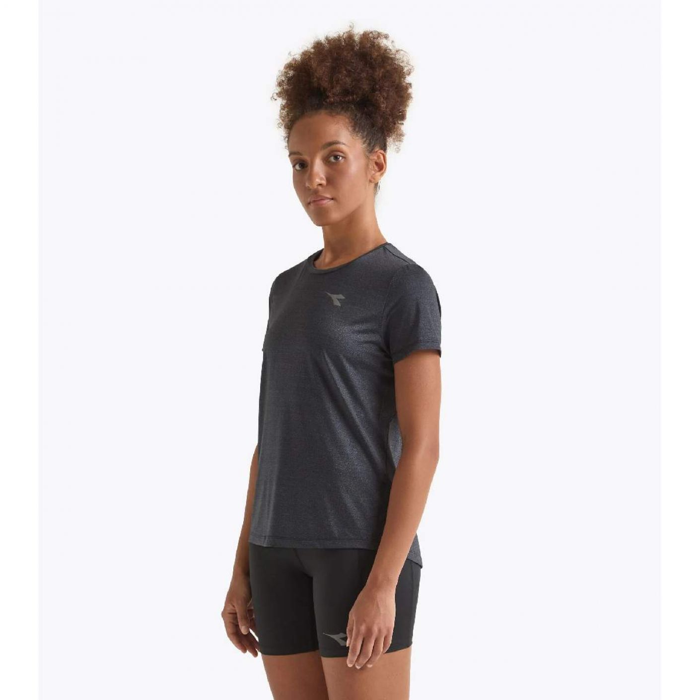 Diadora Damen Tech Run Crew T-Shirt, Schwarz