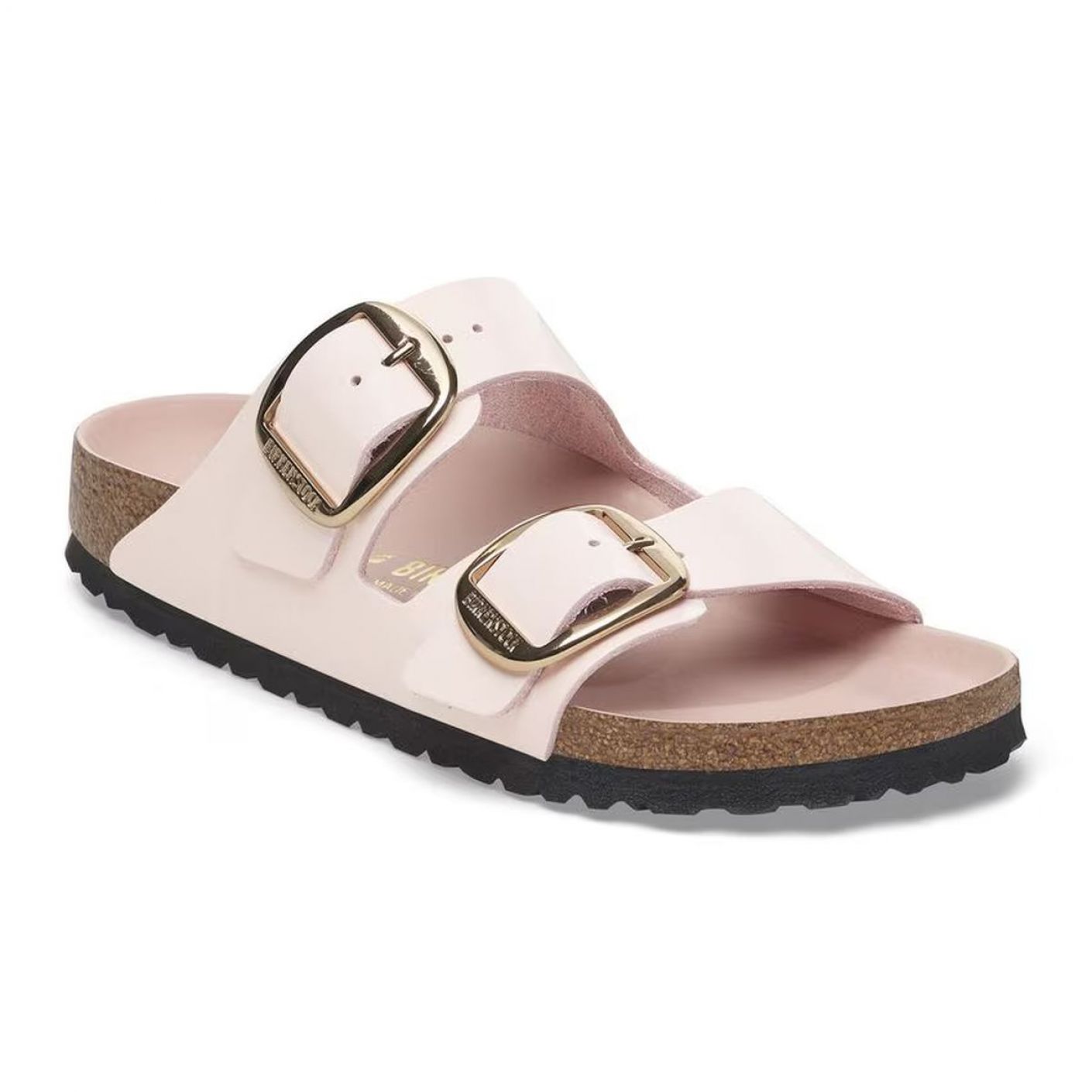 Birkenstock Arizona Big Buckle aus natürlichem Lackleder in Pink
