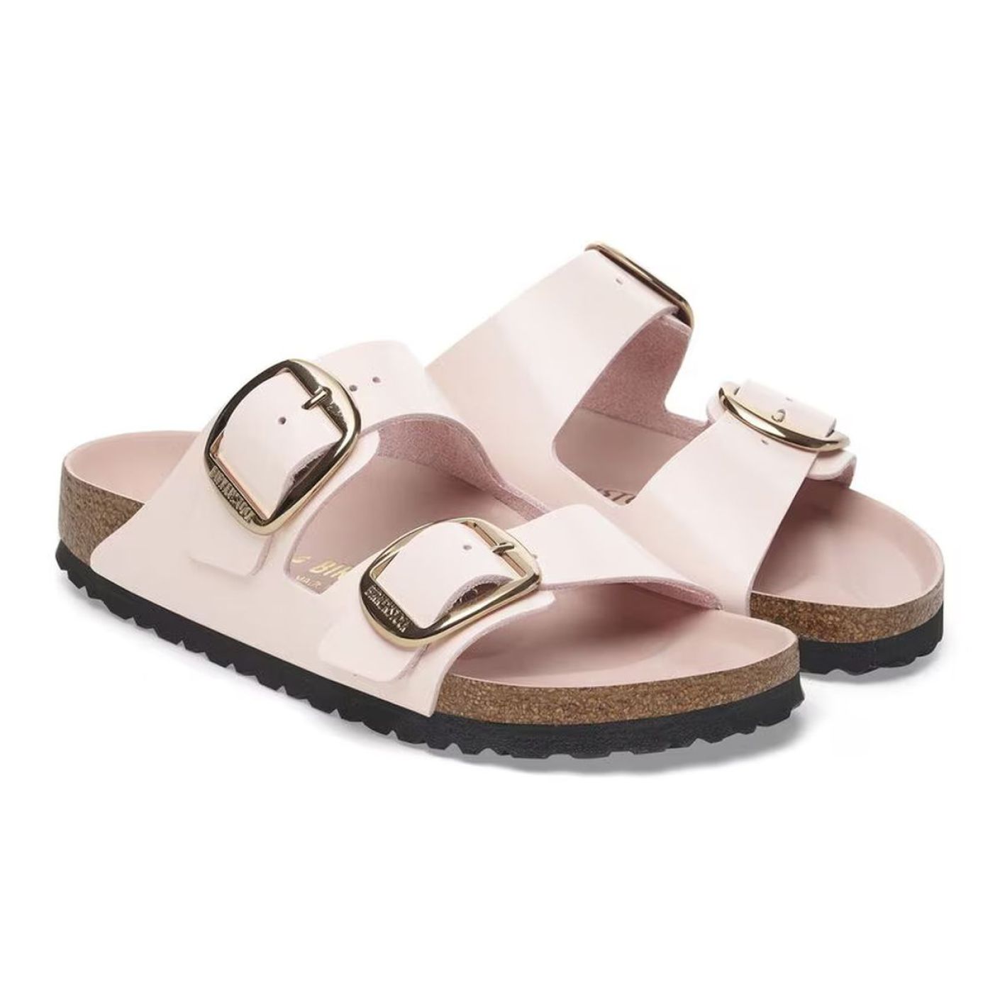 Birkenstock Arizona Big Buckle aus natürlichem Lackleder in Pink