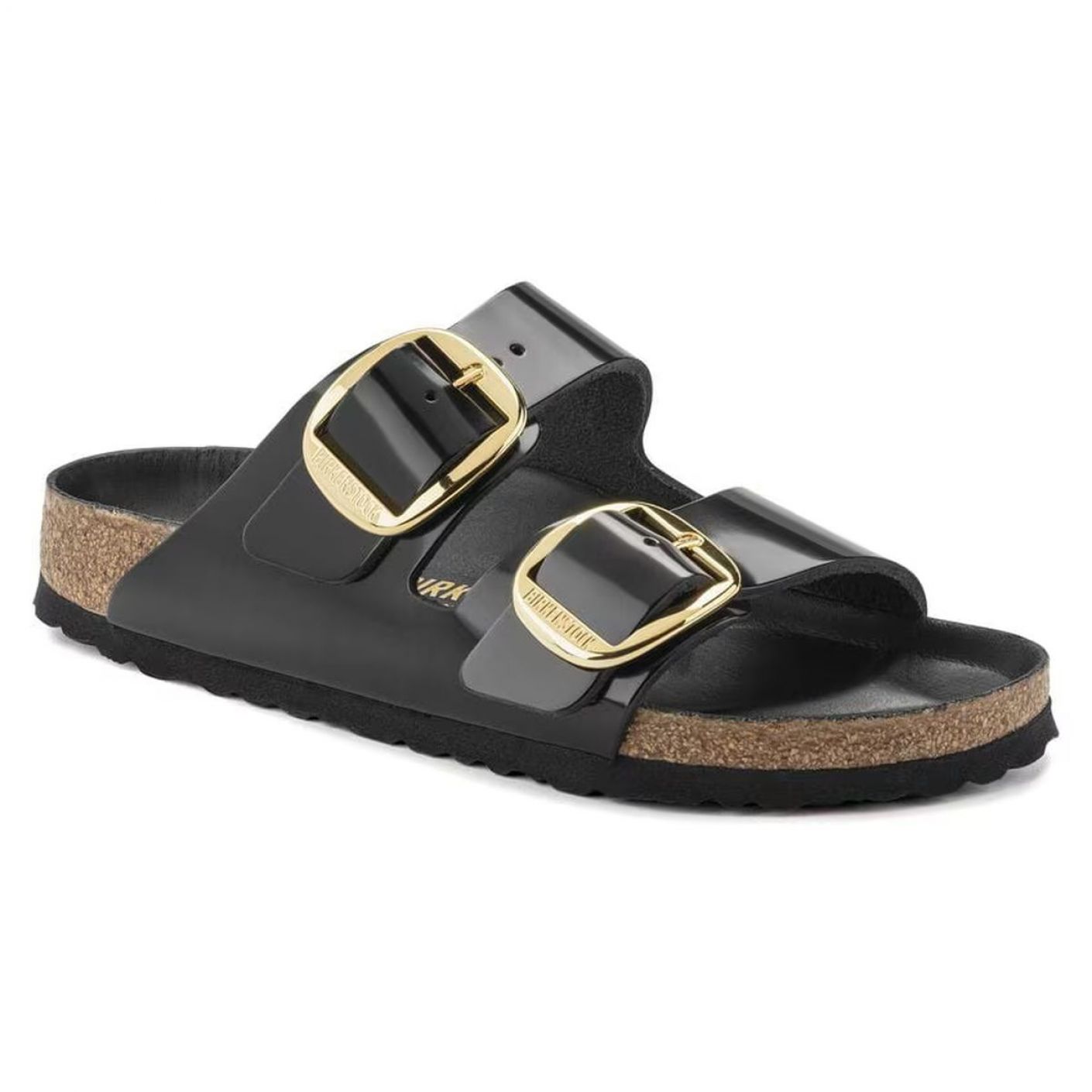 Birkenstock Arizona Big Buckle aus natürlichem schwarzem Lackleder