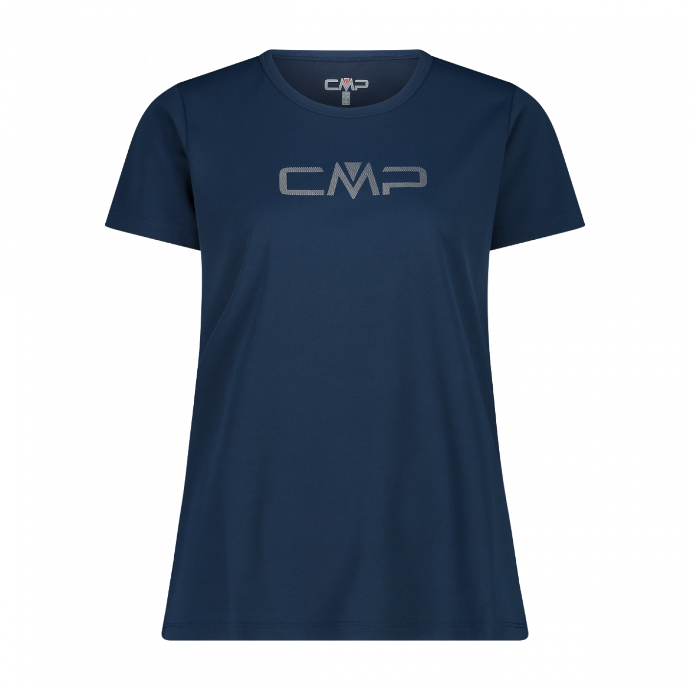 CMP Damen T-Shirt Rundhals mit Logo, Blau/Grau