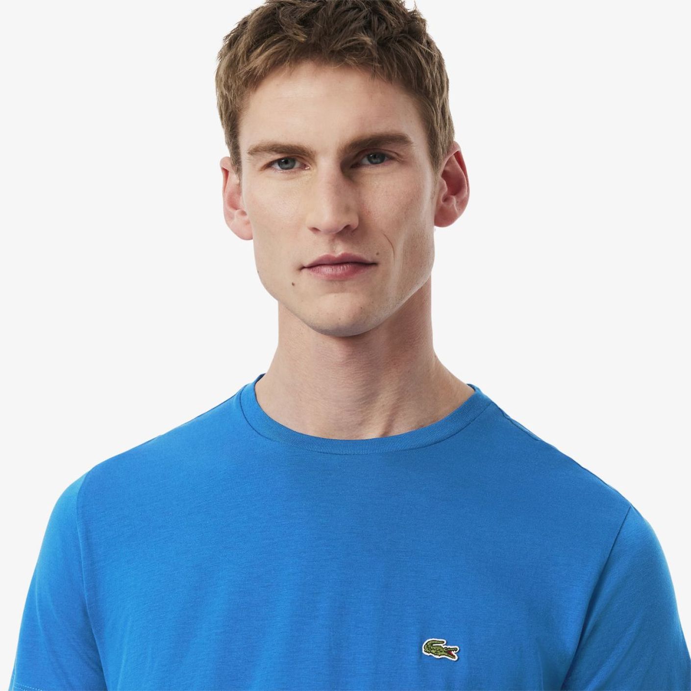Lacoste Herren-T-Shirt aus hellblauer Pima-Baumwolle mit Rundhalsausschnitt
