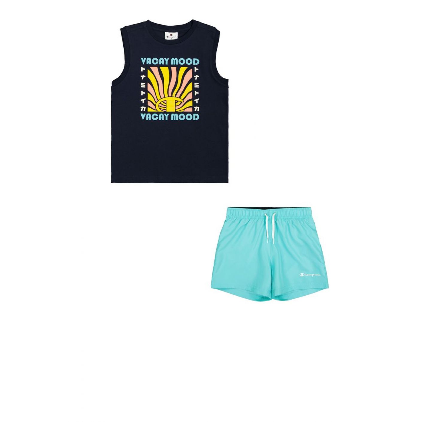 Champion Junior Set mit marineblauem/hellblauem Aufdruck 