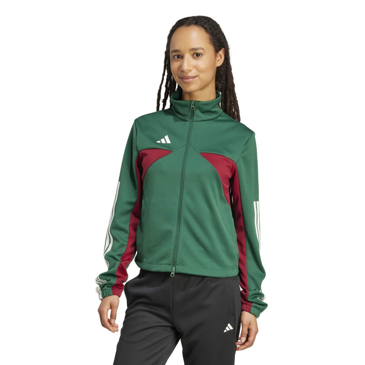 Adidas Giacca Tiro Nation Pack ttdrkgrn/cburgu/white da Donna