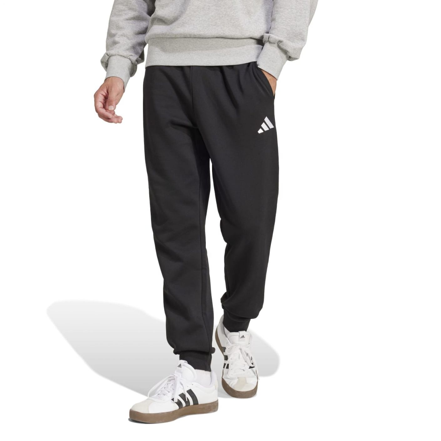Adidas Pantaloni Essentials Feelcozy Fleece Black/White da Uomo