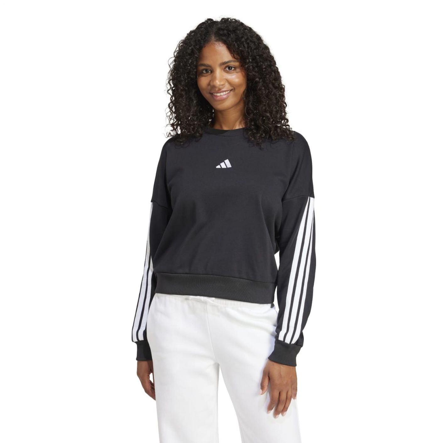 Adidas Essentials 3-Streifen French Terry Schwarz/Weiß Sweatshirt für Damen