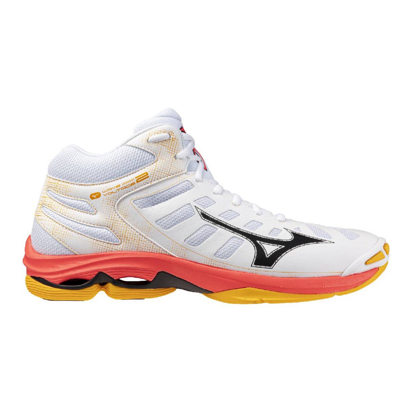 Mizuno Wave Voltage Mid White/FieryCoral2/Citrus