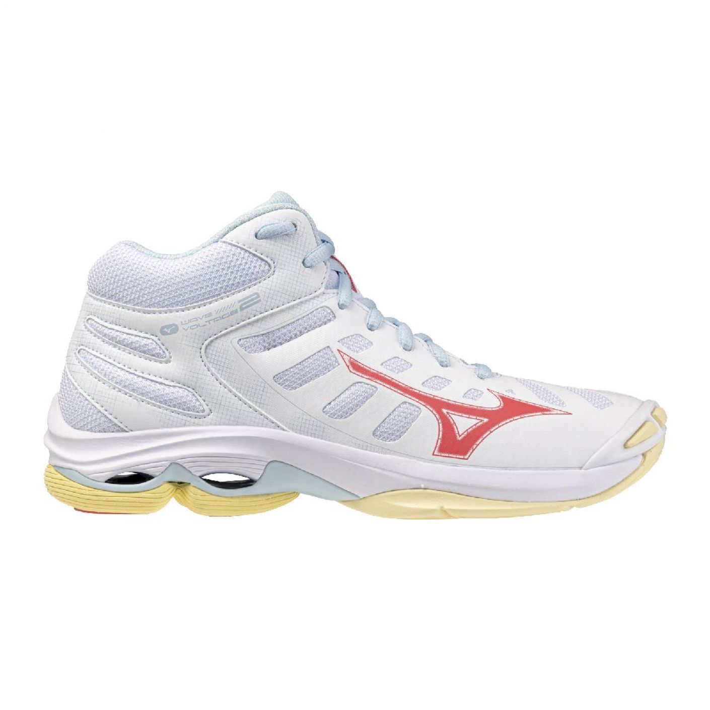 Mizuno Wave Voltage 2 Mid White/CalypsoCoral/PaleBanana for Women