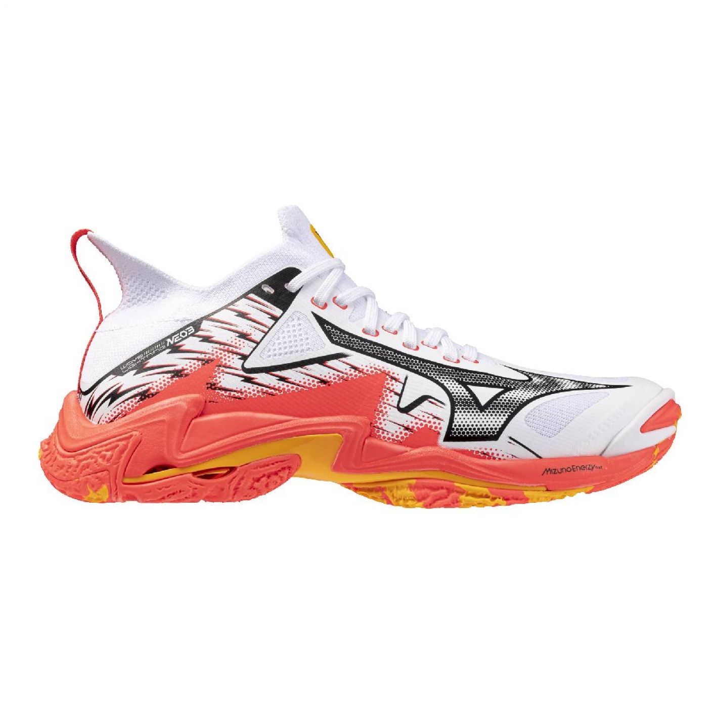 Mizuno Wave Lightning Neo 3 White/FieryCoral2/Citrus