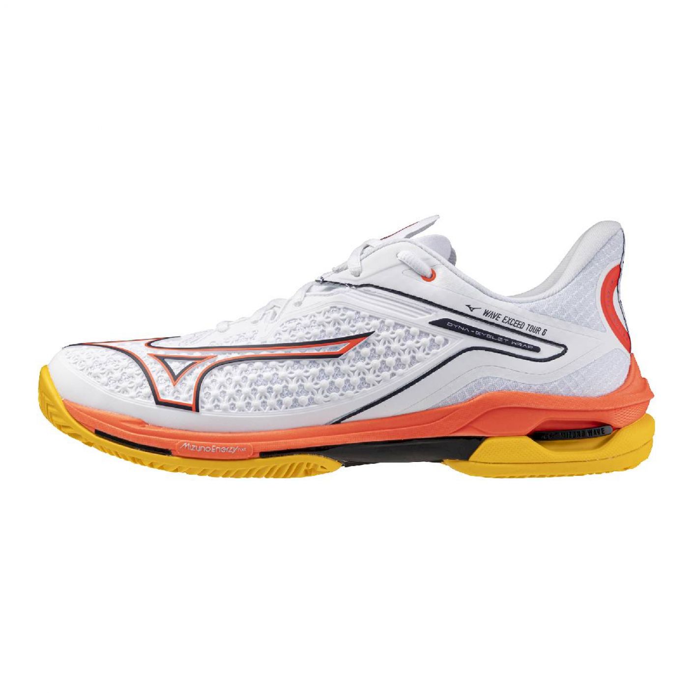 Mizuno Wave Exceed Tour 6 Sandplatz Weiß/FieryCoral2/Citrus