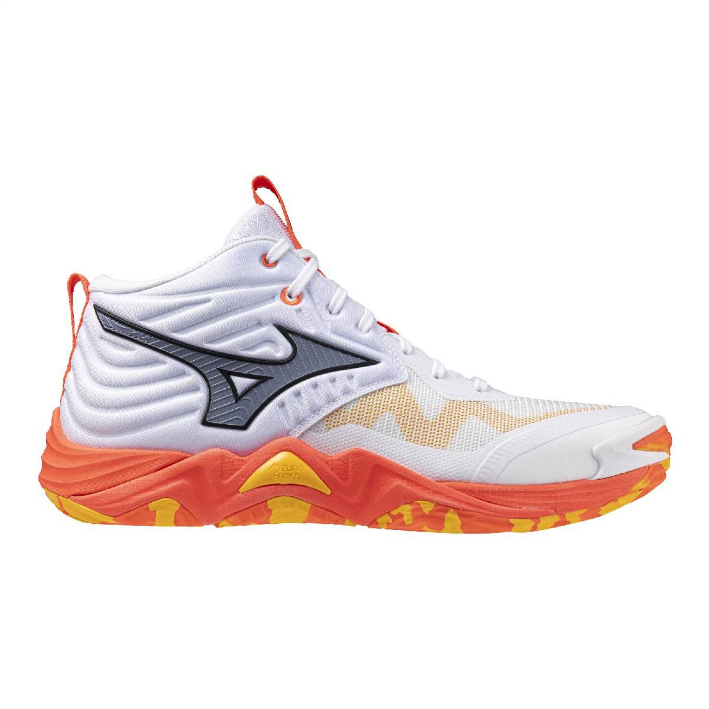 Mizuno Wave Momentum Elite Mid Weiß/FieryCoral2/Citrus für Herren