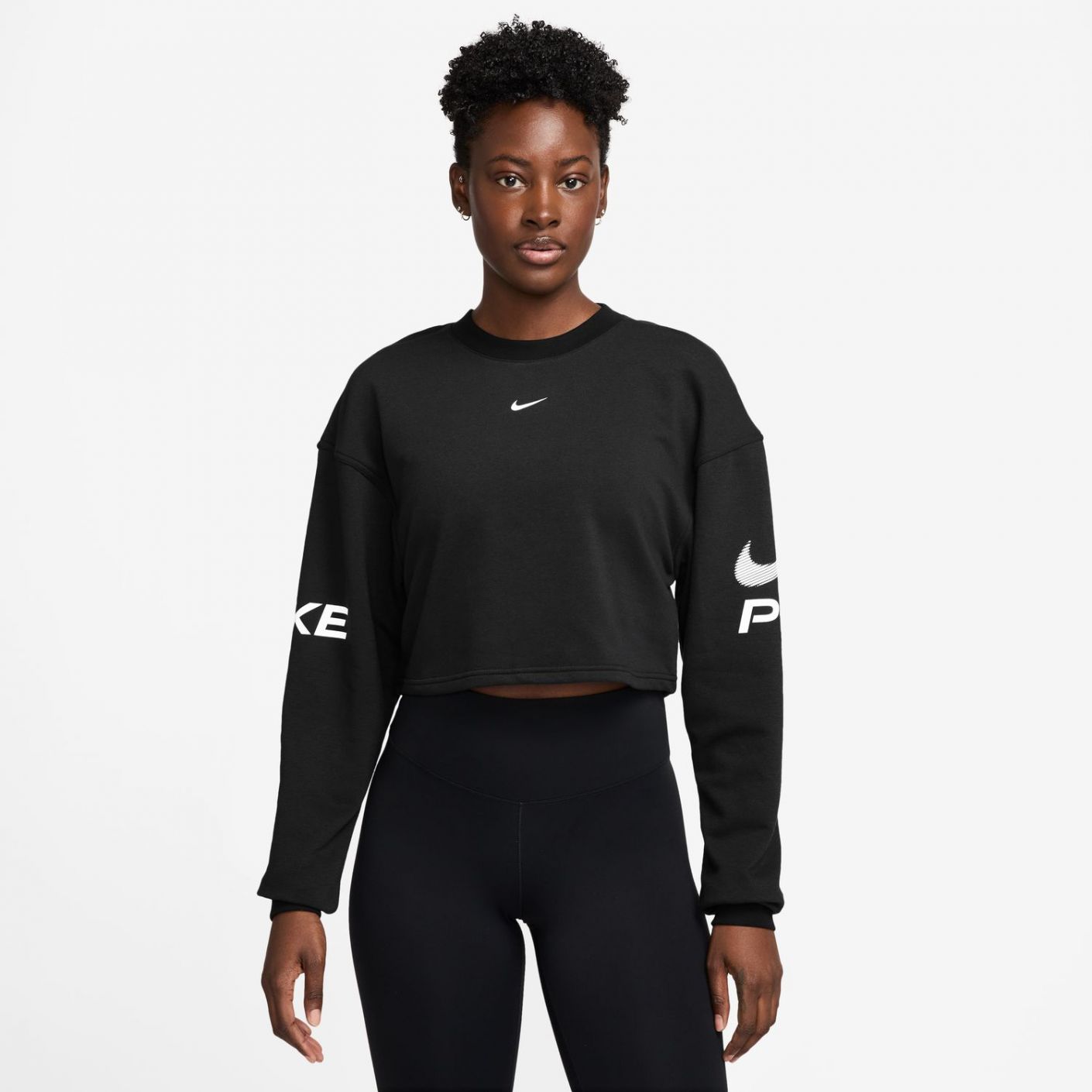 Nike French Terry-Shirt für Damen, Schwarz/Weiß