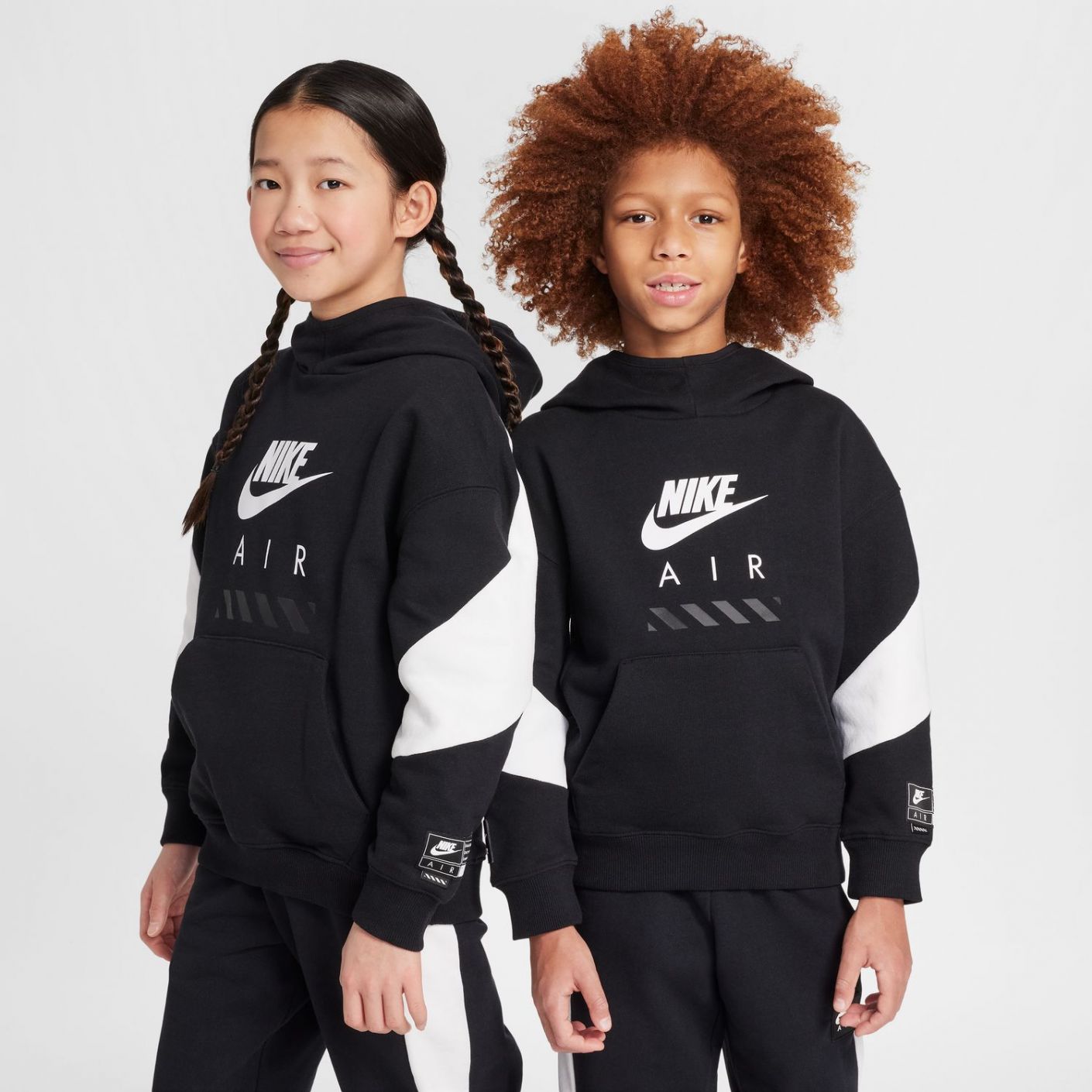 Nike Felpa pullover in fleece con cappuccio Black/White da Ragazzi