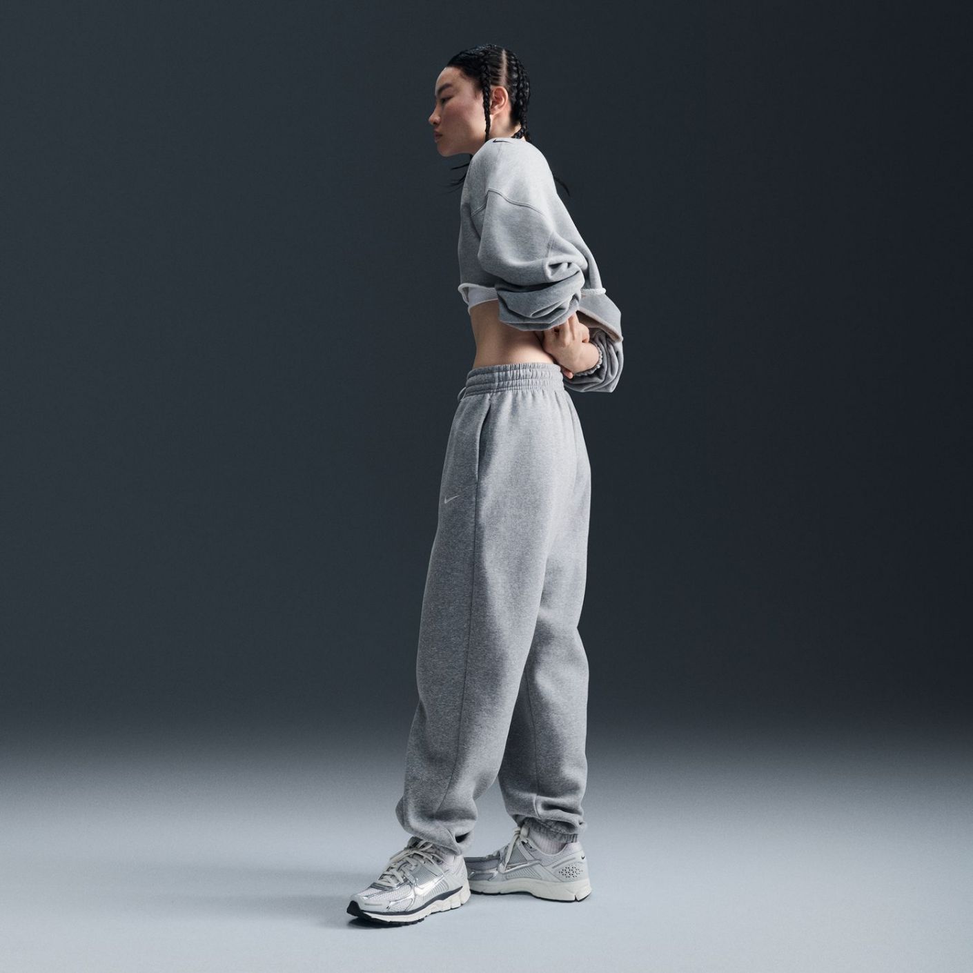 Nike Pantaloni Sportswear Phoenix Fleece Dk Grey Heather/Sail da Donna