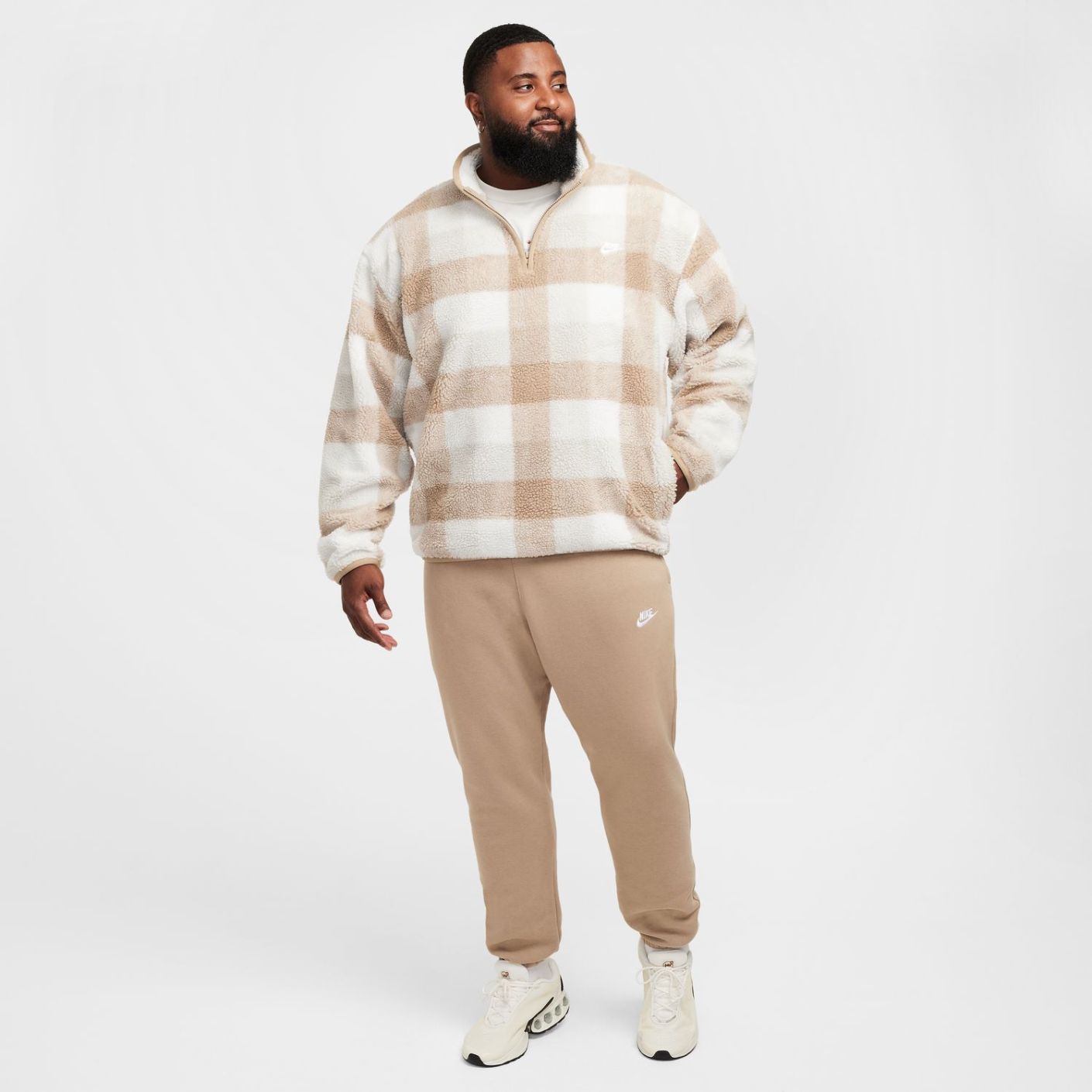 Nike Pile Half Zip Club Black/White/Smoke Grey da Uomo