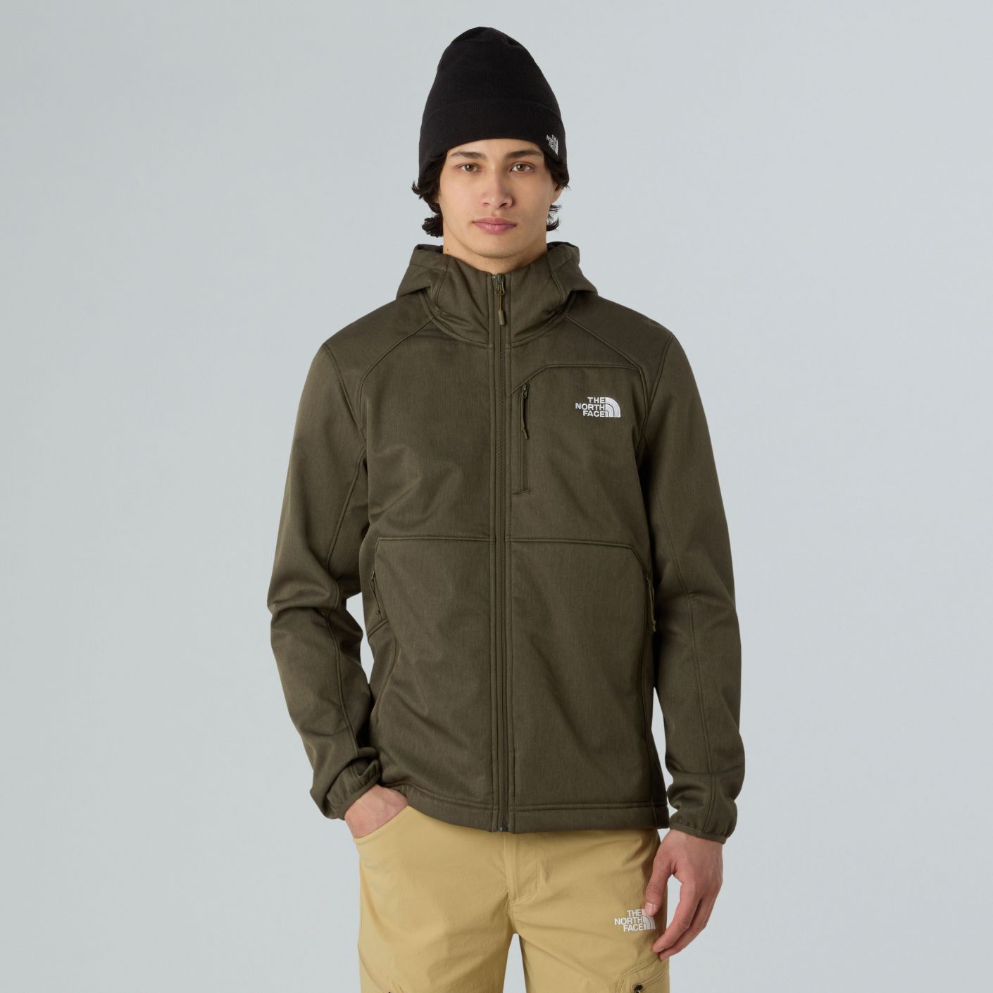 The North Face Quest Hooded Softshell New Taupe Green Dark Heather da Uomo