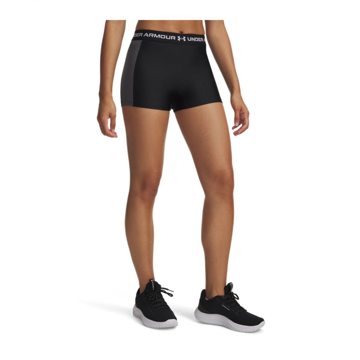 Under Armour Shorts 8cm HeatGear Rib Shorty Schwarz/Castlerock/Weiß für Damen