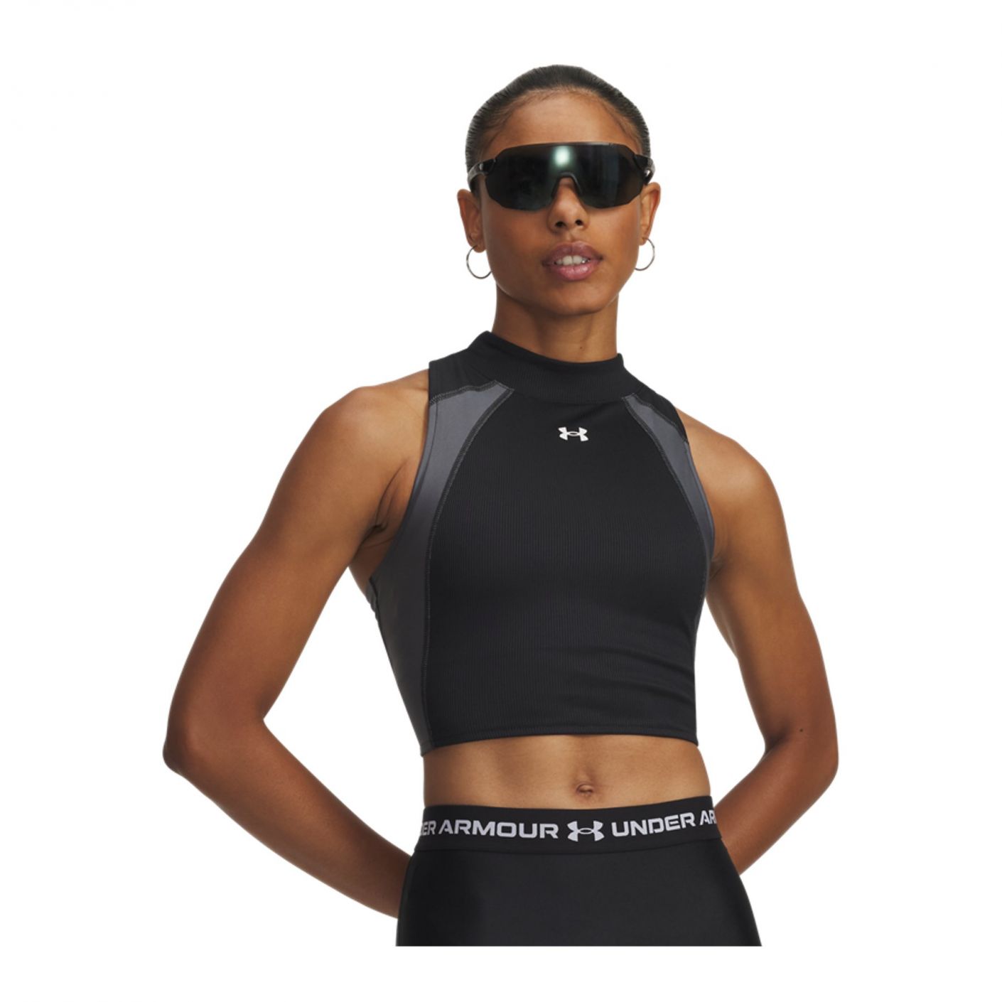 Under Armour Canotta HeatGear Rib Black/Casterock/White da Donna