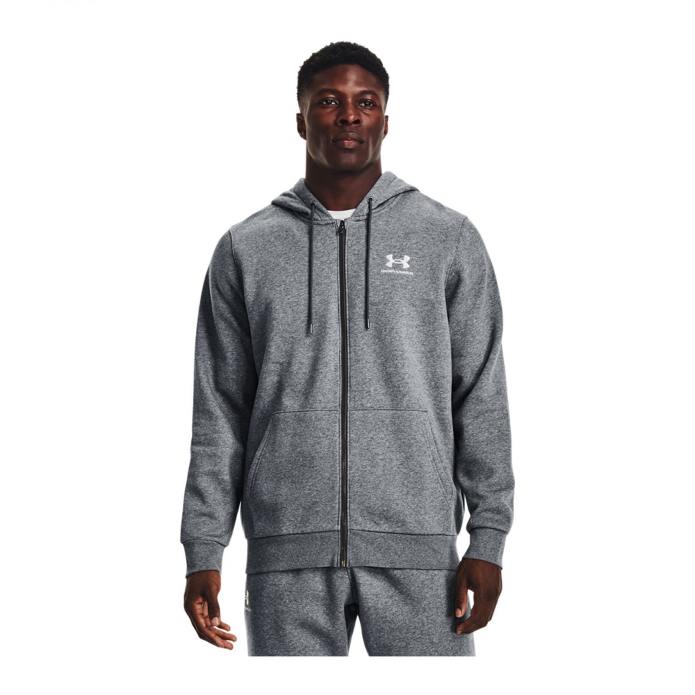 Under Armour Felpa Icon Fleece Full Zip Pitch Gray/White da Uomo
