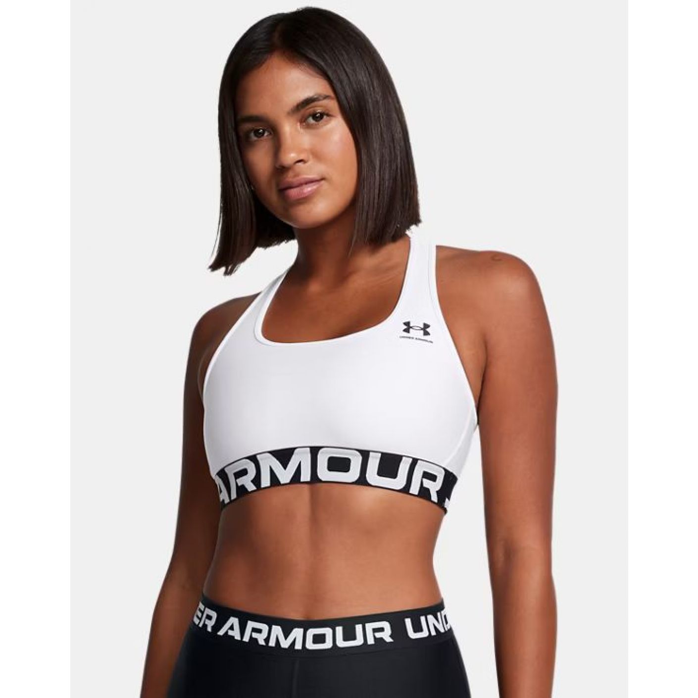 Under Armour Reggiseno sportivo HeatGear Armour Mid Branded White/Black