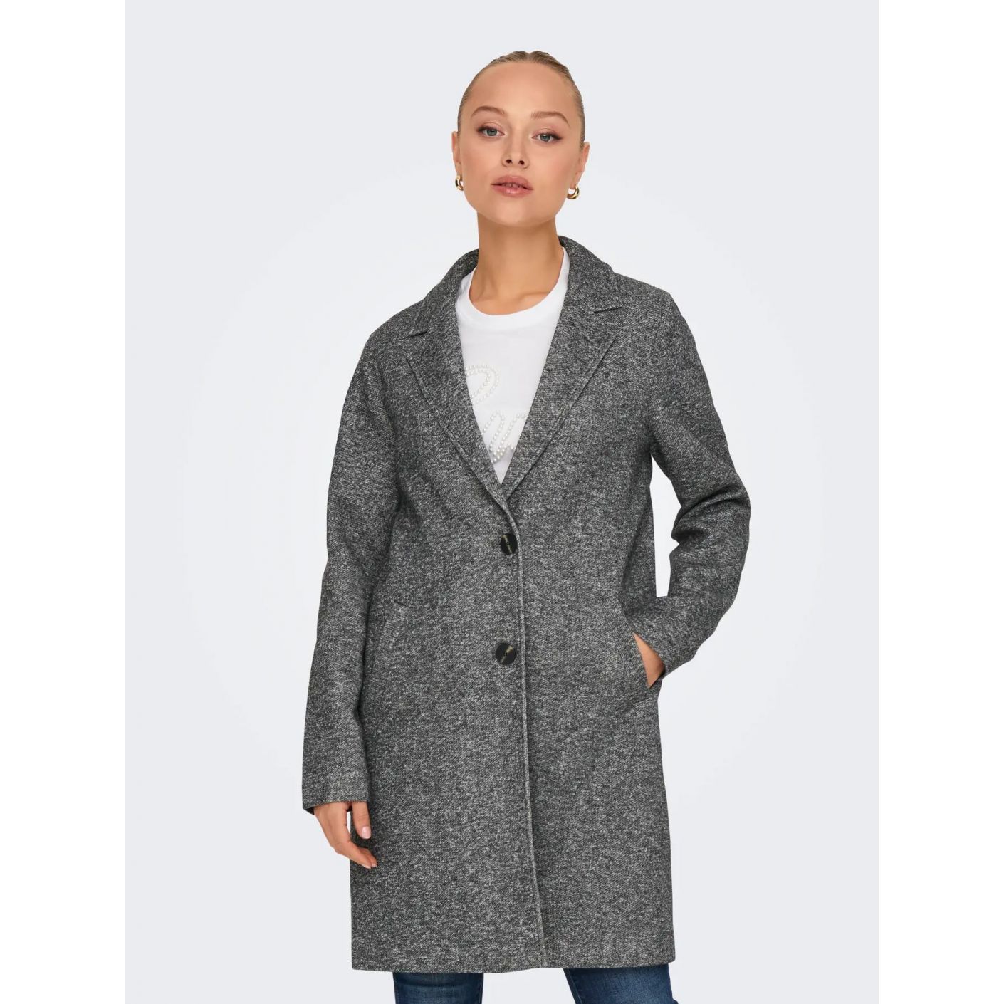 Only Cappotto Onlsedona Dark Grey Melange da Donna