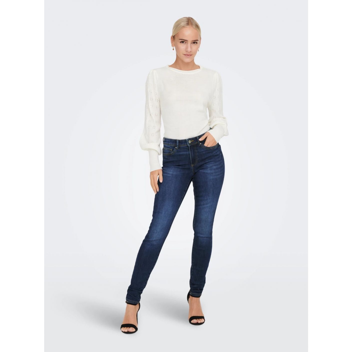 Only Jeans Onlwauw medium waist Skinny Fit Dunkelblau für Damen