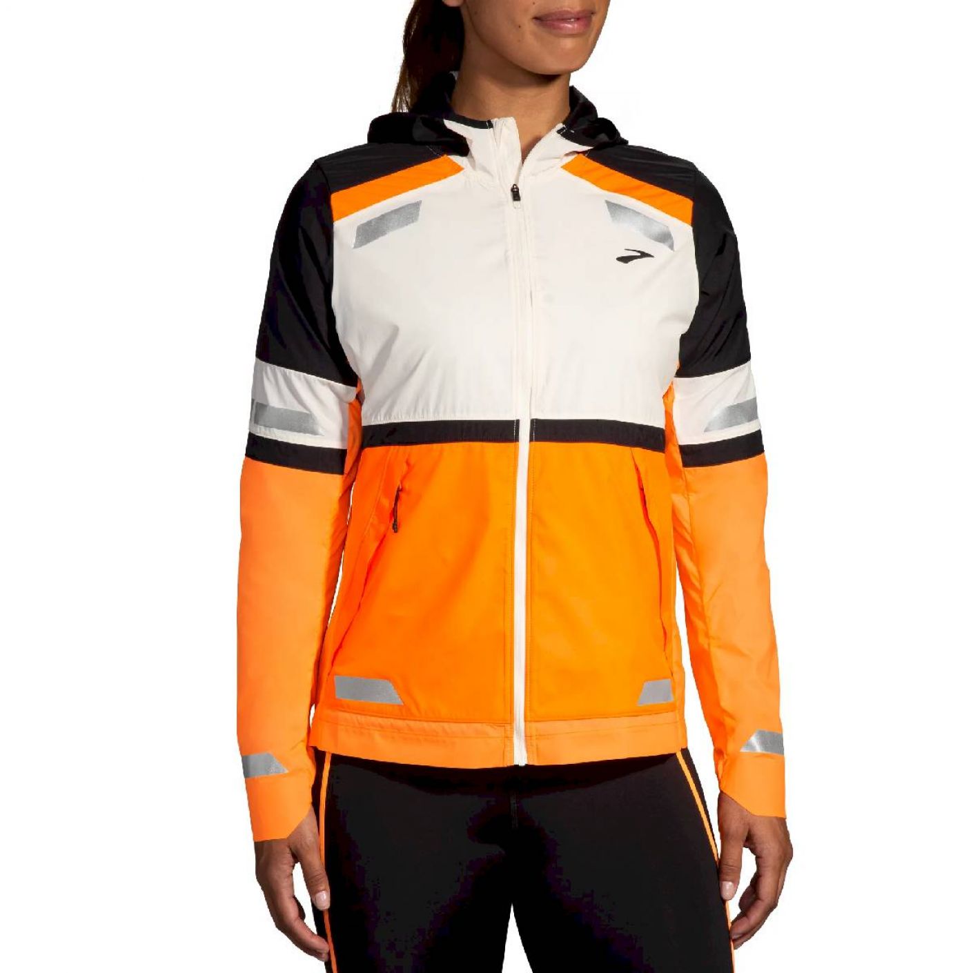 Brooks Run Visible Jacket 2.0 Ecru/Fluoro Flash/Schwarz für Damen