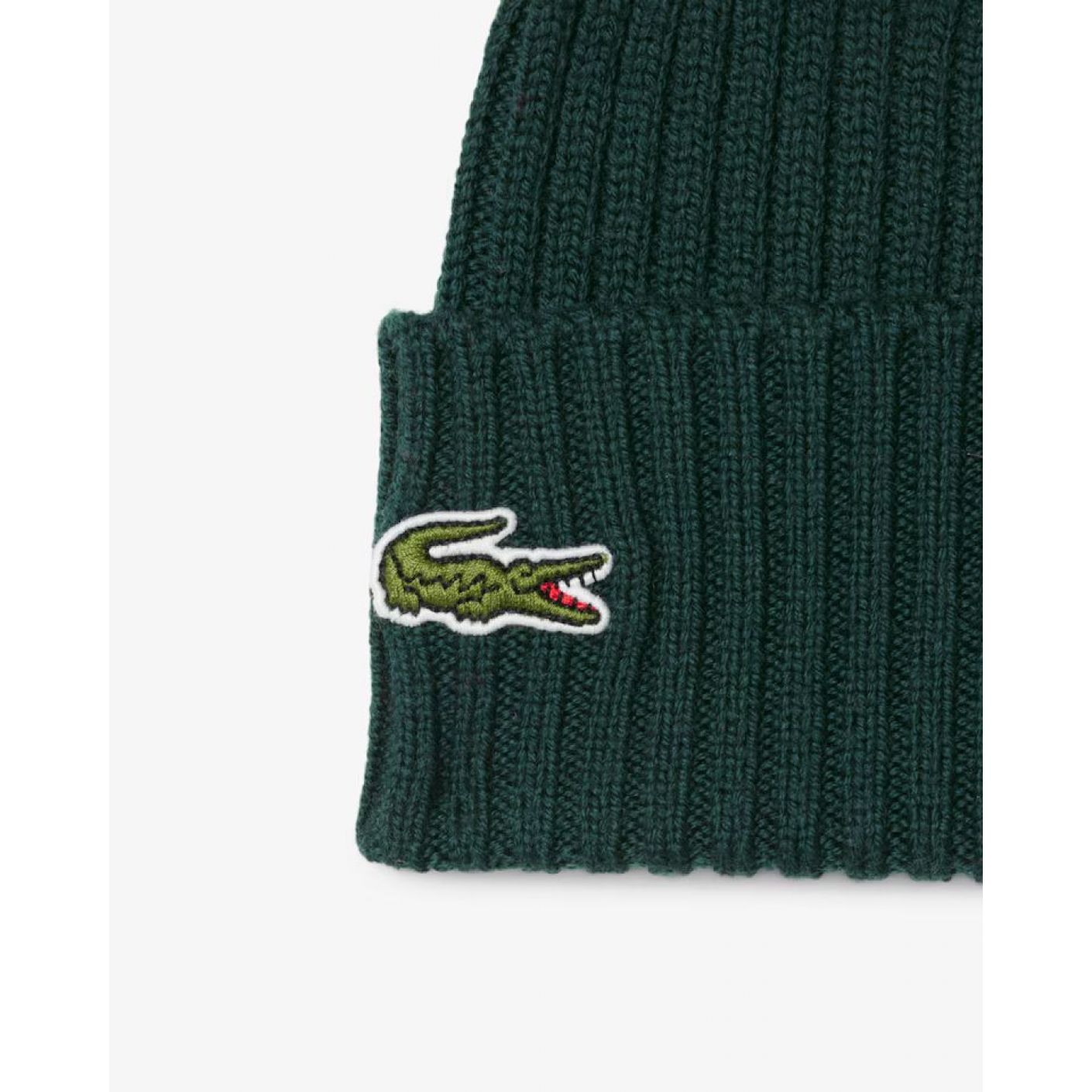 Lacoste Berretto in lana spazzolata a costine Verde Sinople